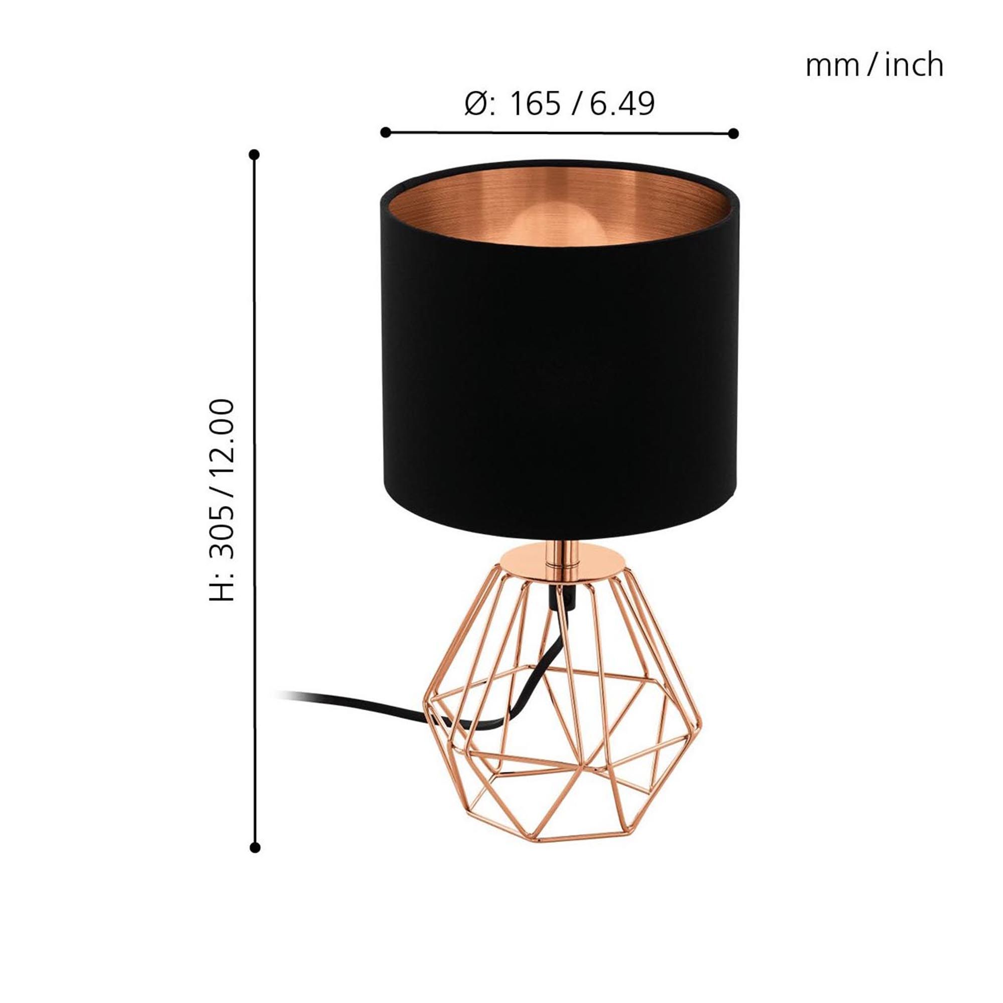 Lampe CARLTON 2 cuivre H30,5cm