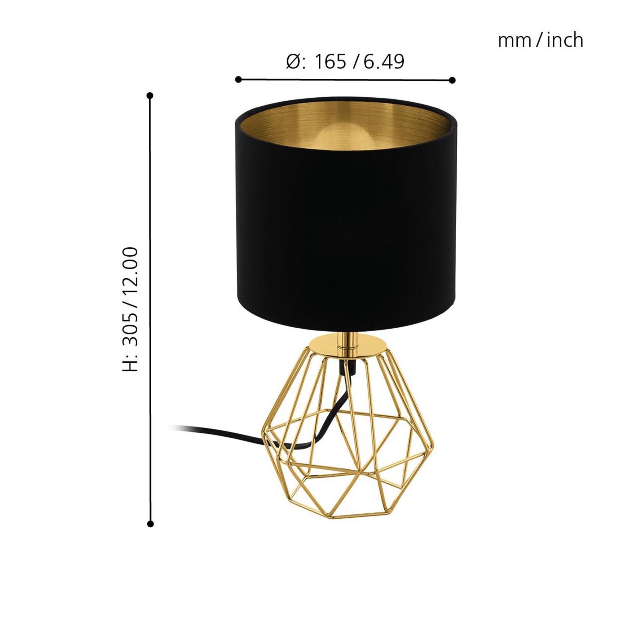 Lampe CARLTON 2 laiton H30,5cm