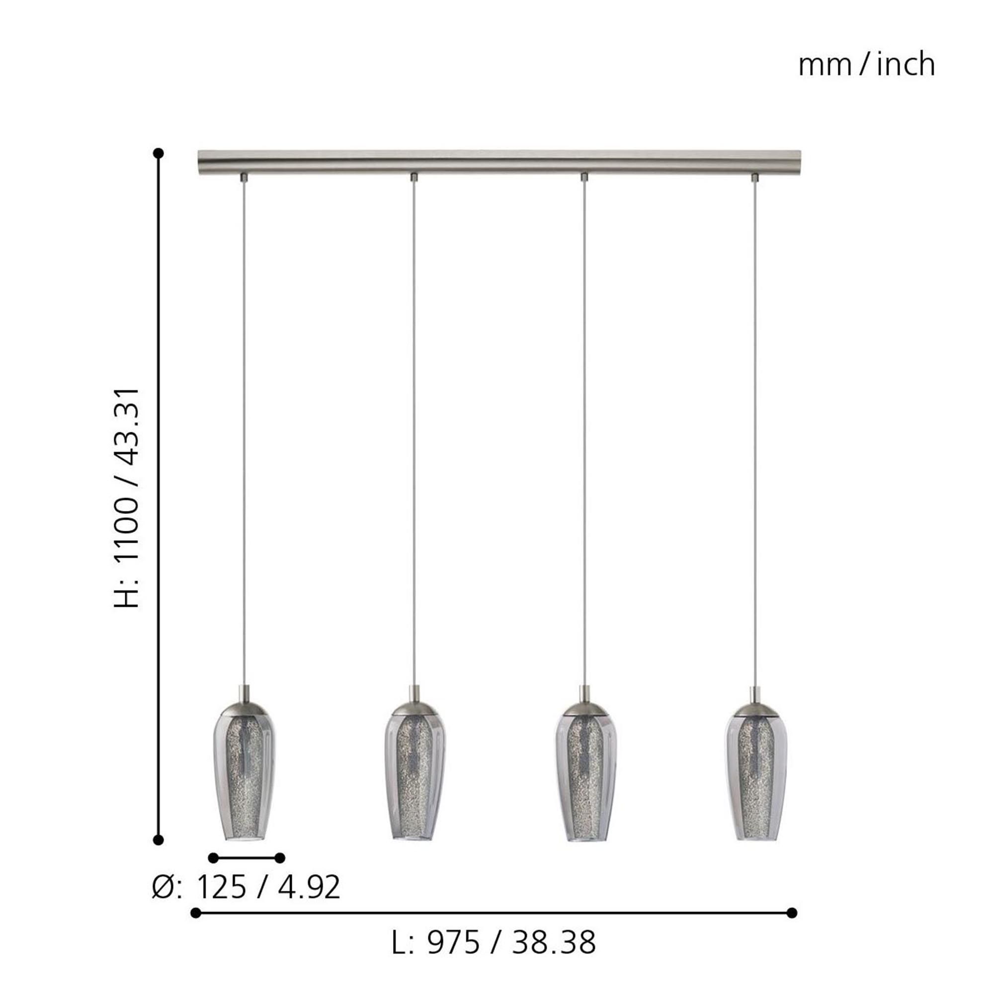 Suspension FARSALA nickel mat L97,5cm