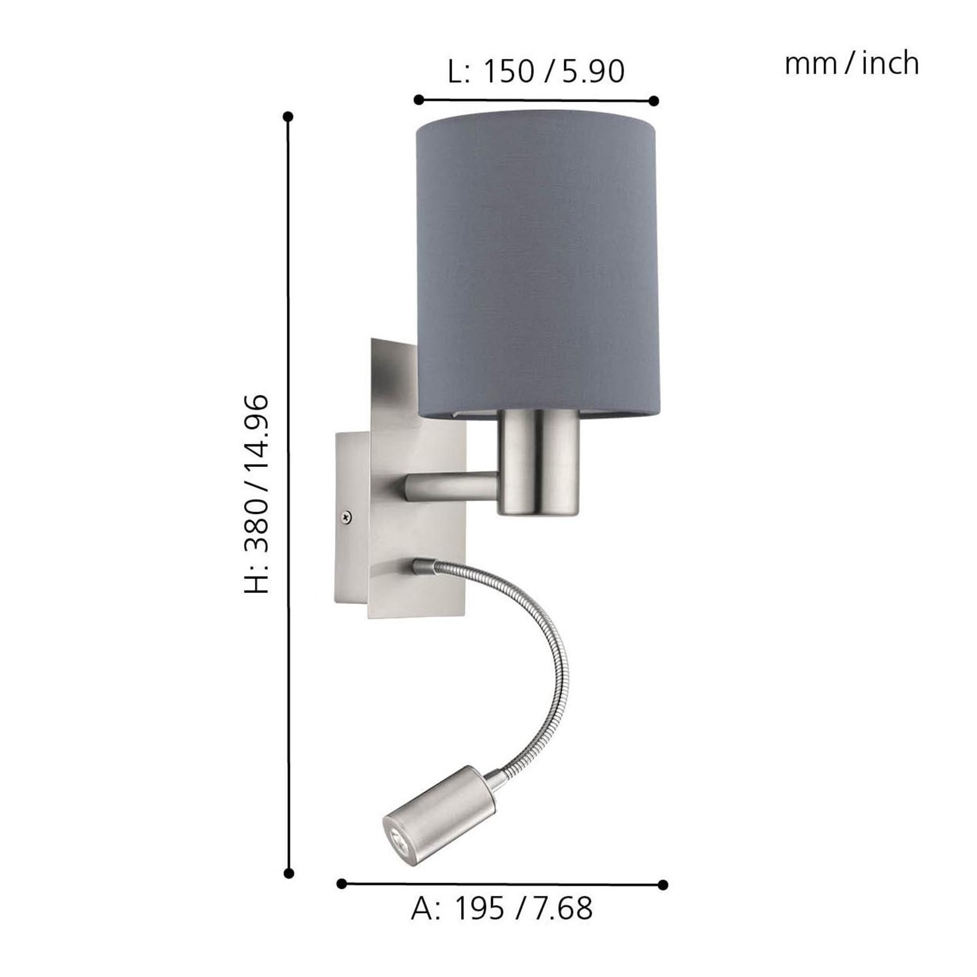 Applique PASTERI nickel/gris H38cm