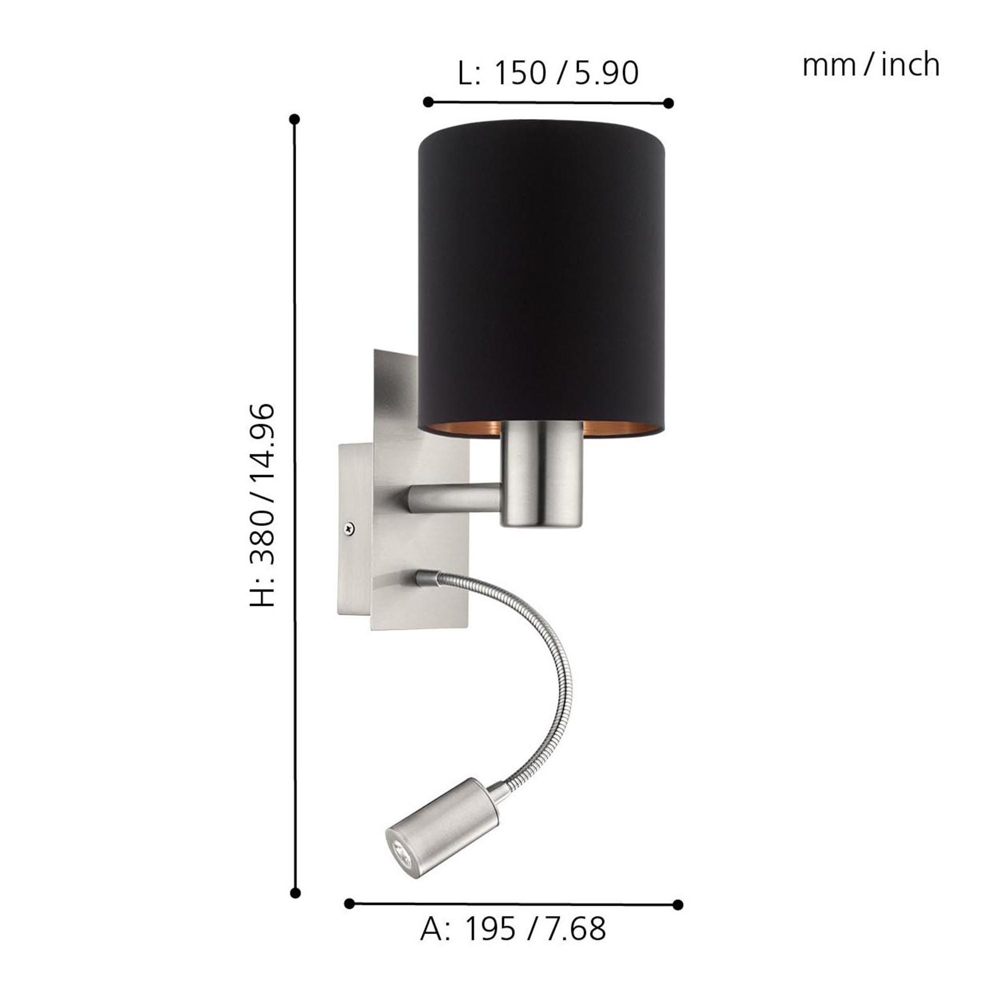 Applique PASTERI nickel/noir H38cm