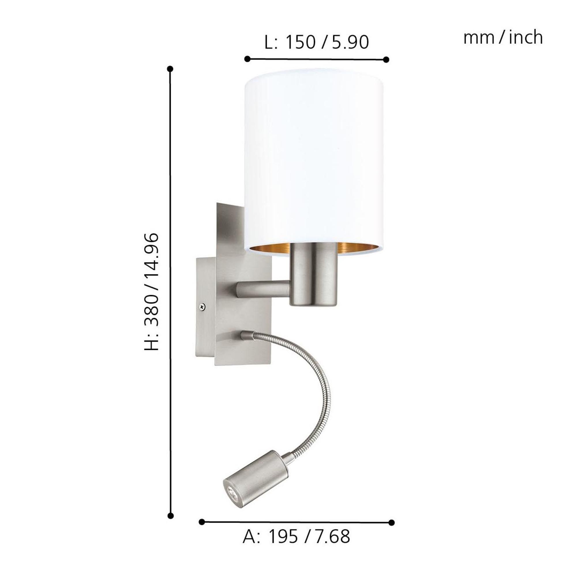 Applique PASTERI nickel/blanc H38cm