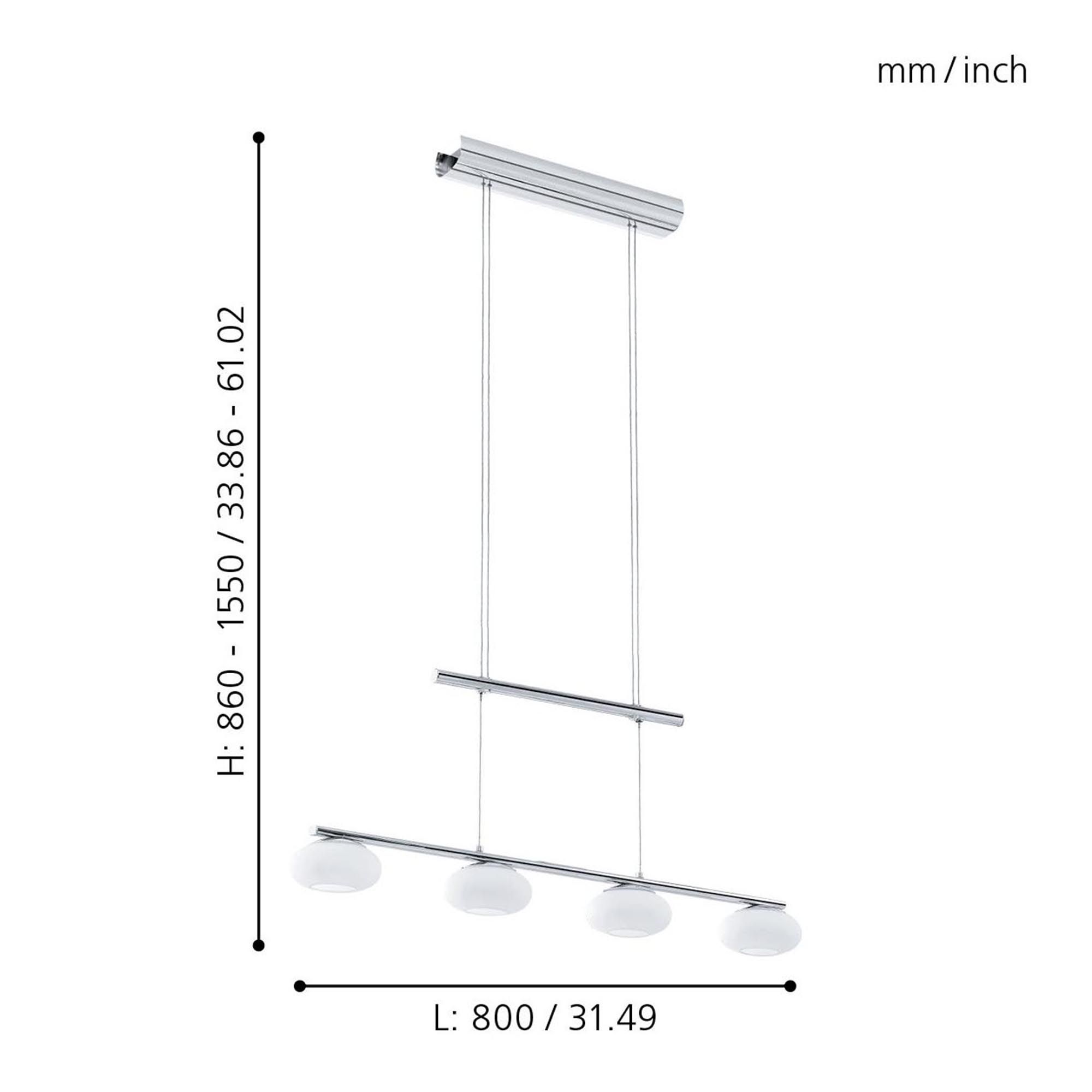 Suspension LED ALEANDRO argenté L80cm