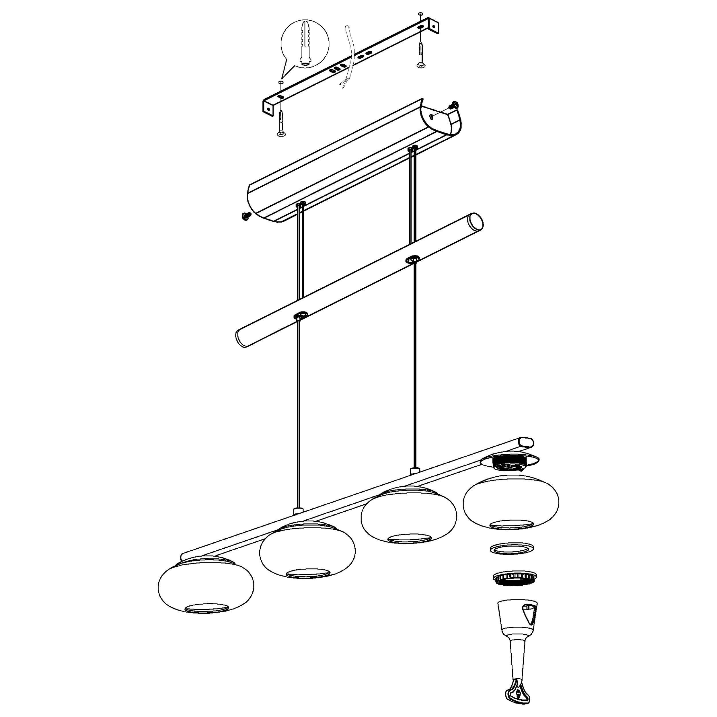 Suspension LED ALEANDRO argenté L80cm
