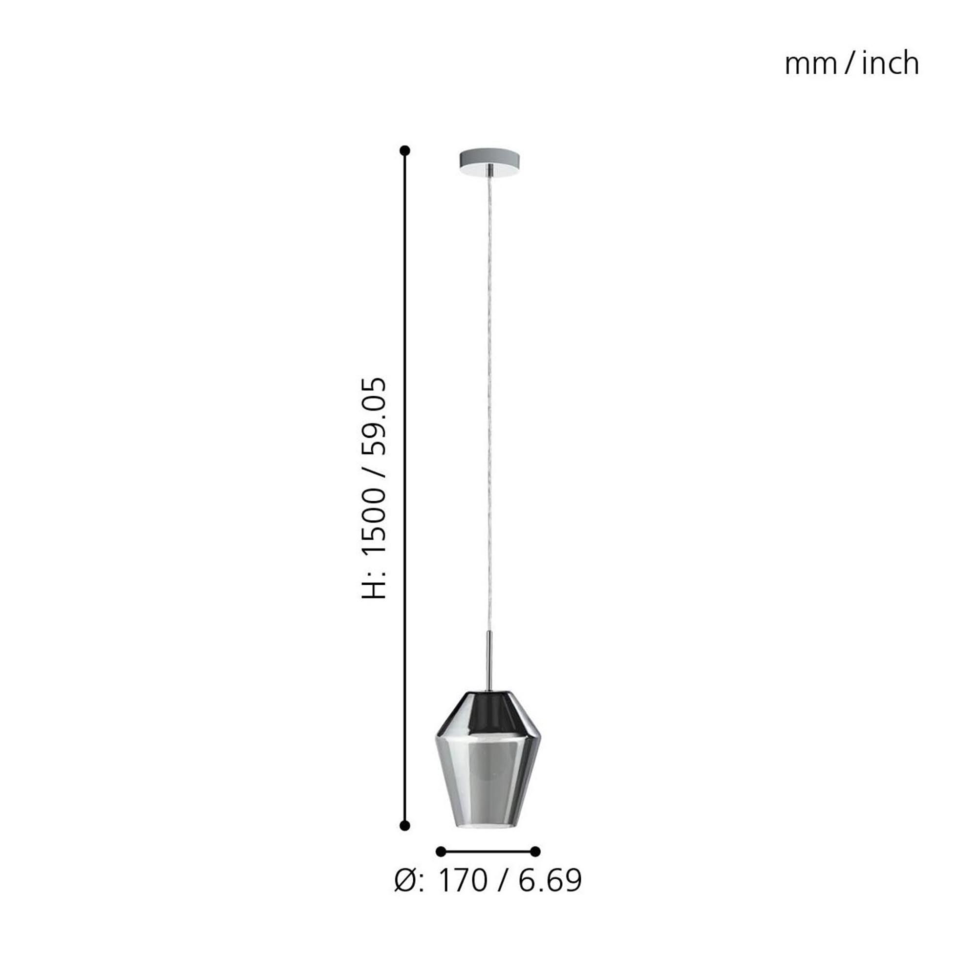 Suspension MURMILLO verre fumé Ø17cm