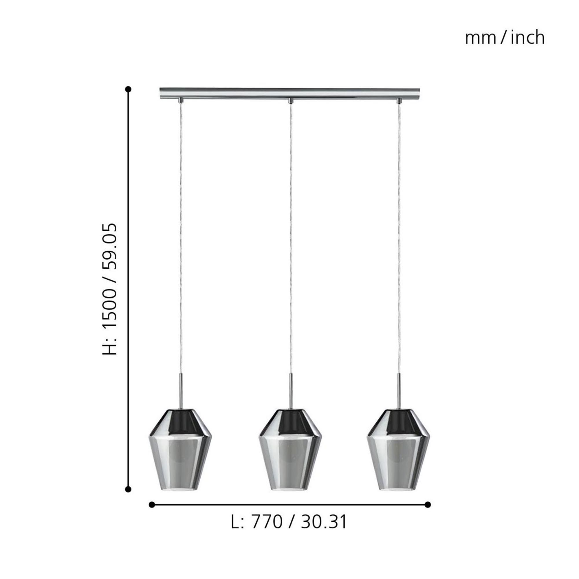 Suspension MURMILLO verre fumé L77cm