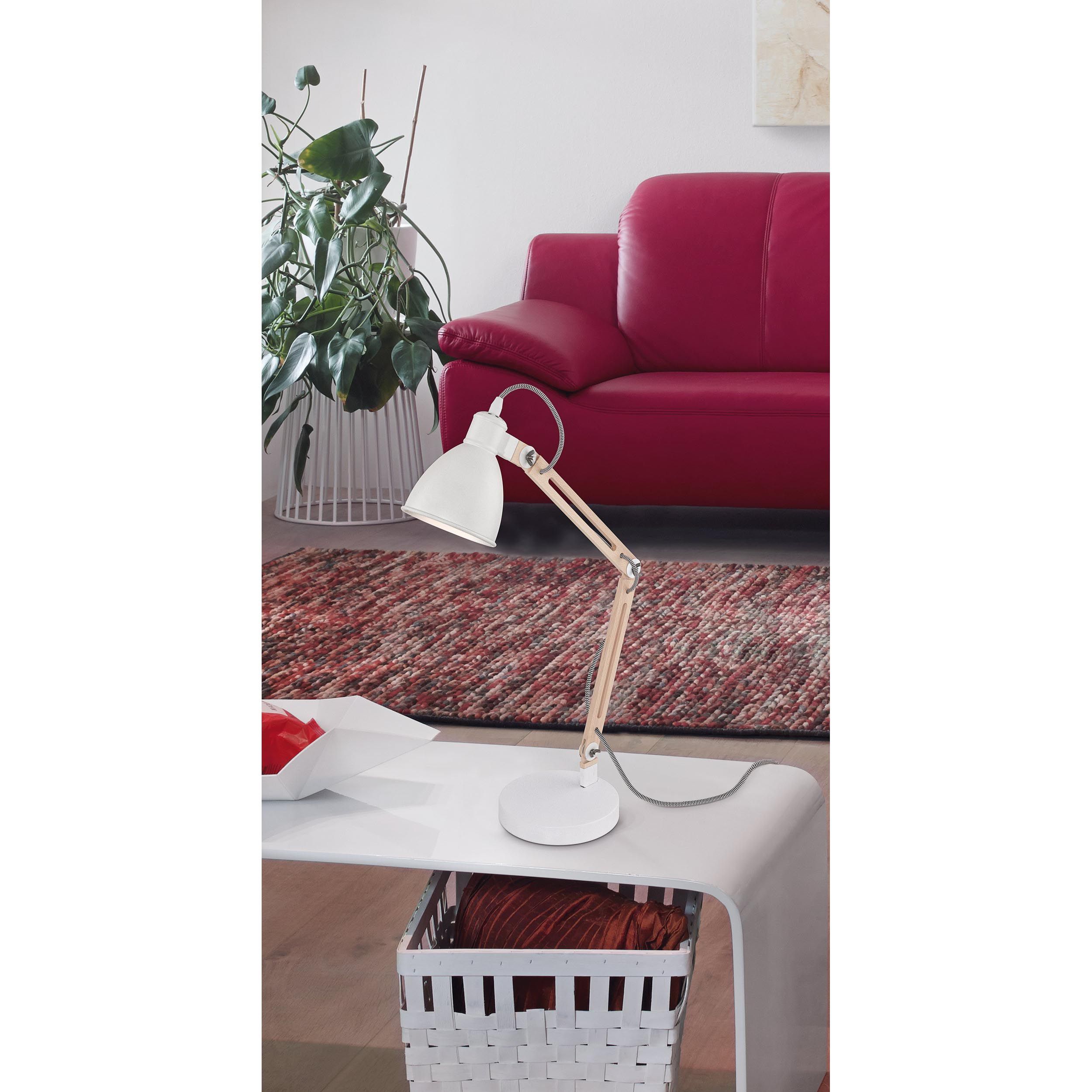 Lampe de bureau bois blanc TORONA 1 E14 1X28W