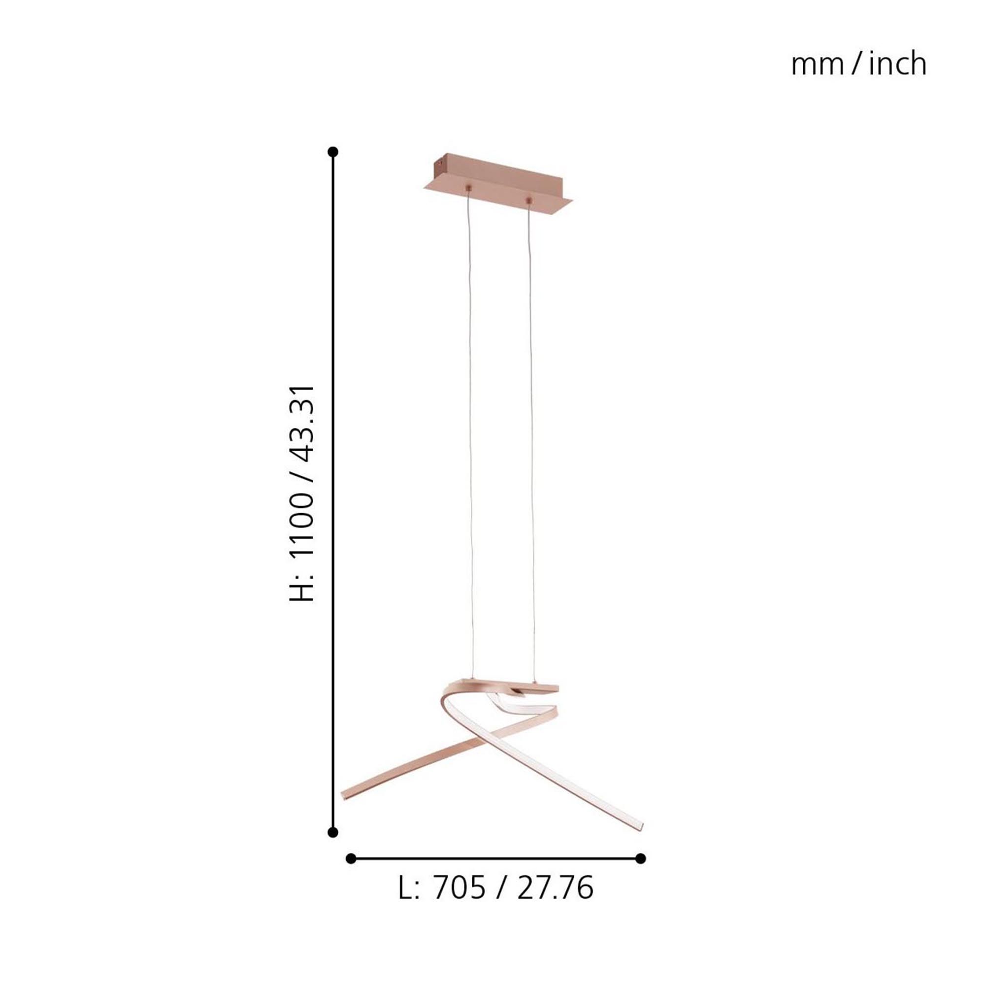 Suspension LED PALOZZA rose Ø31,5cm