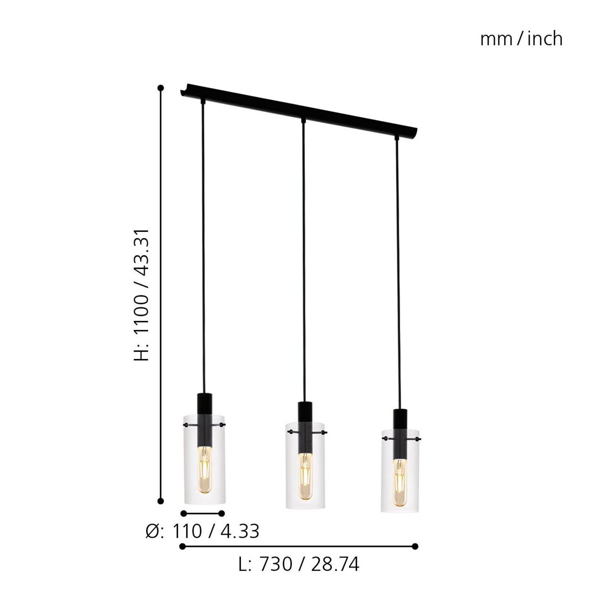 Suspension MONTEFINO transparent L73cm