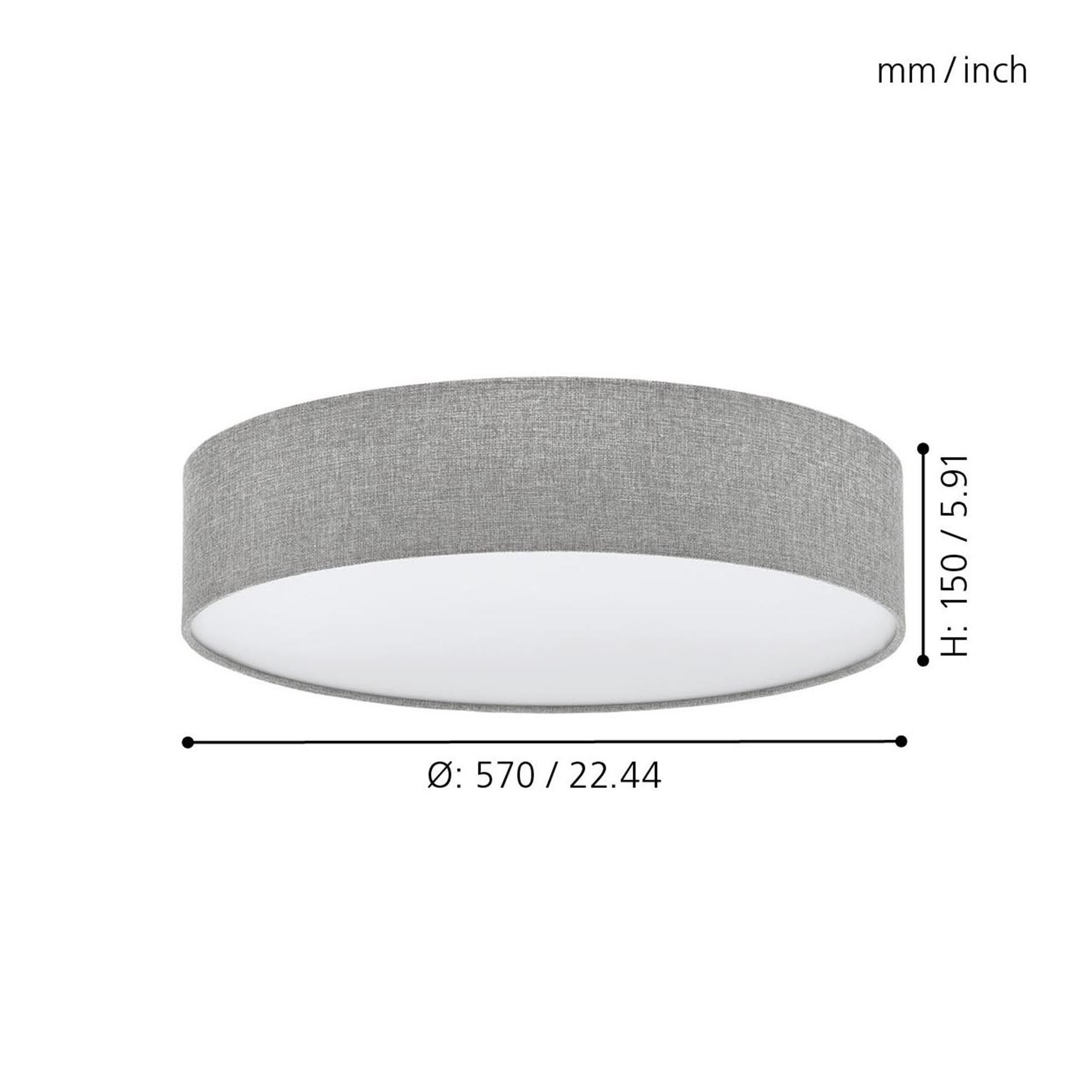 Plafonnier PASTERI gris Ø57cm
