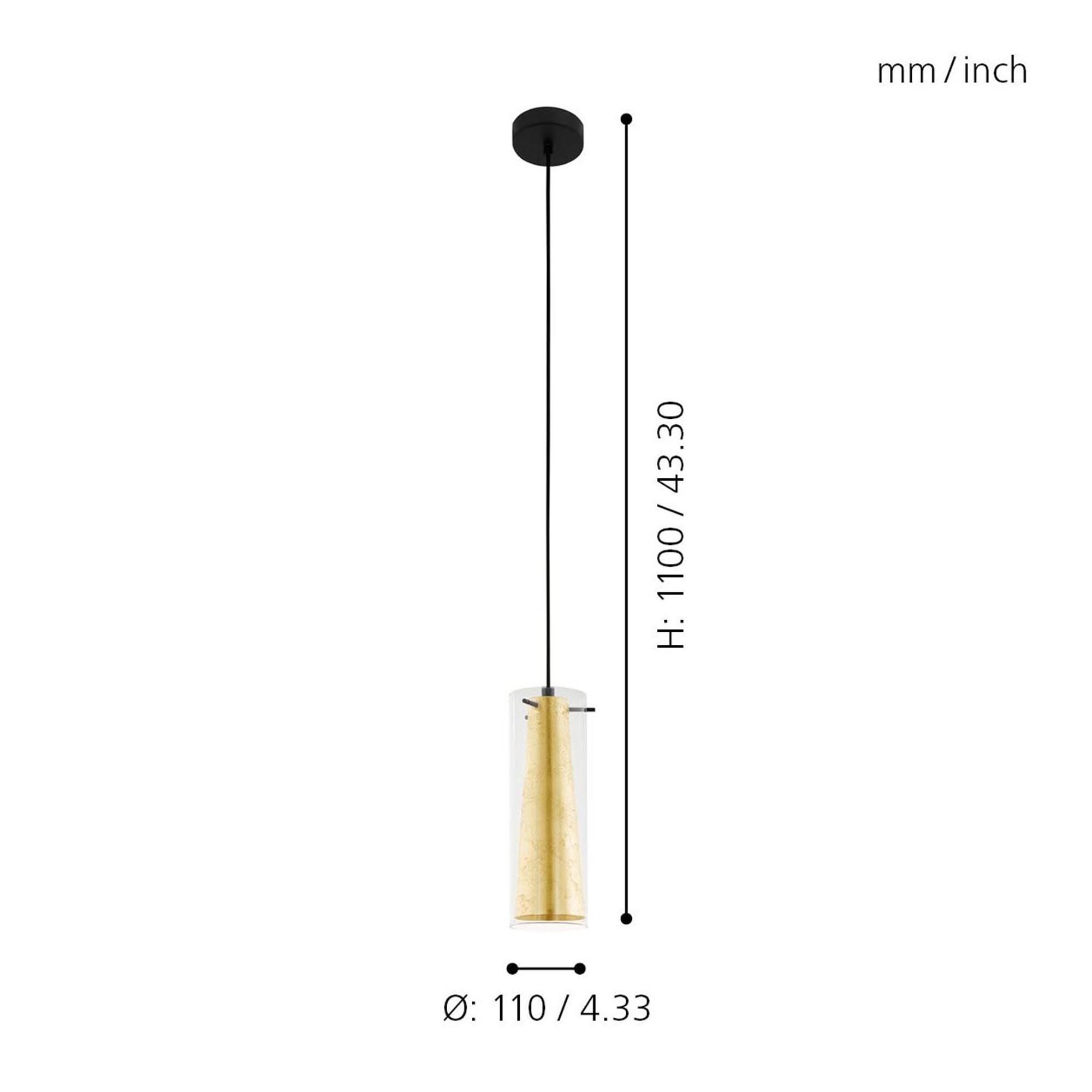Suspension verre or PINTO GOLD E27 1X40W