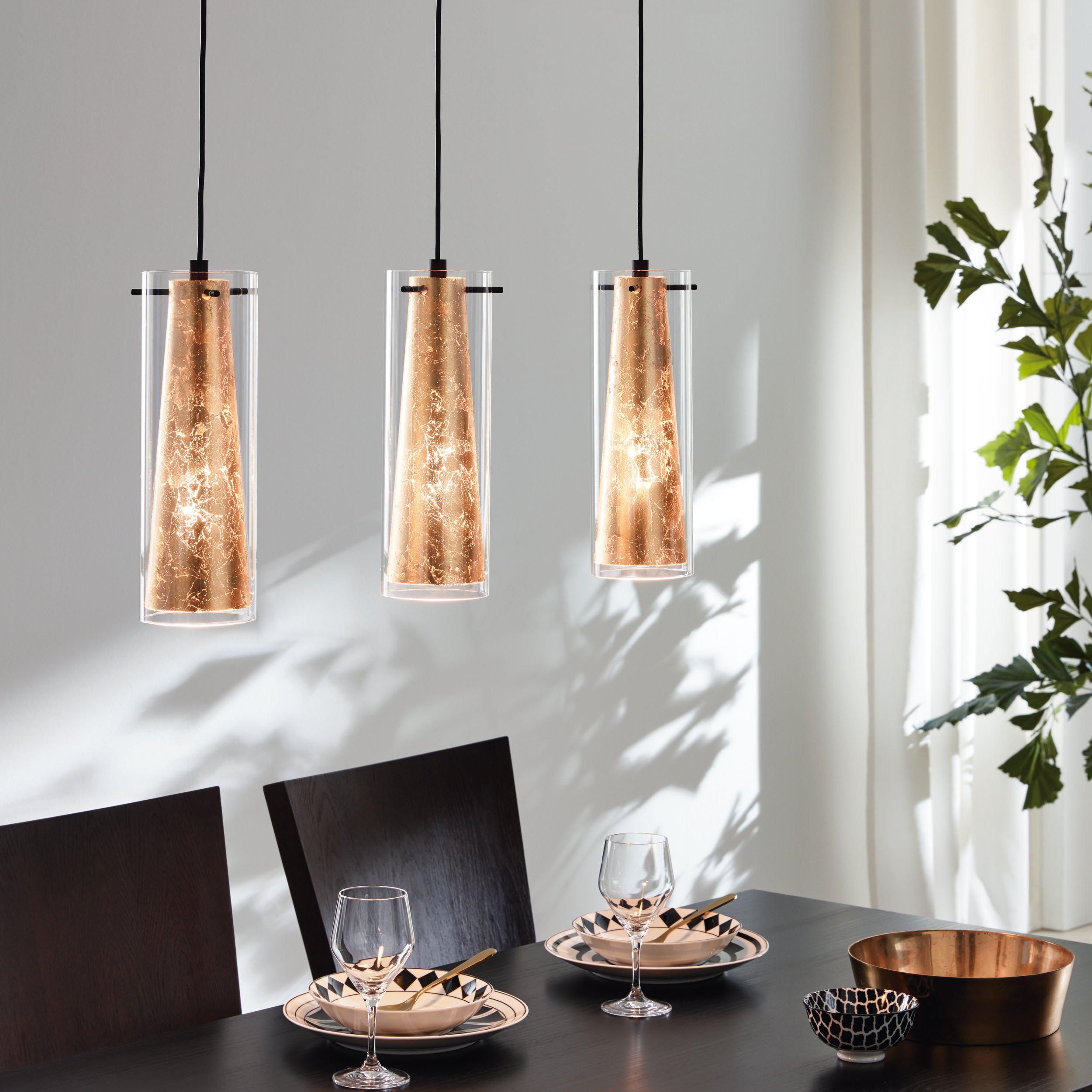 Suspension verre or PINTO GOLD E27 3X40W