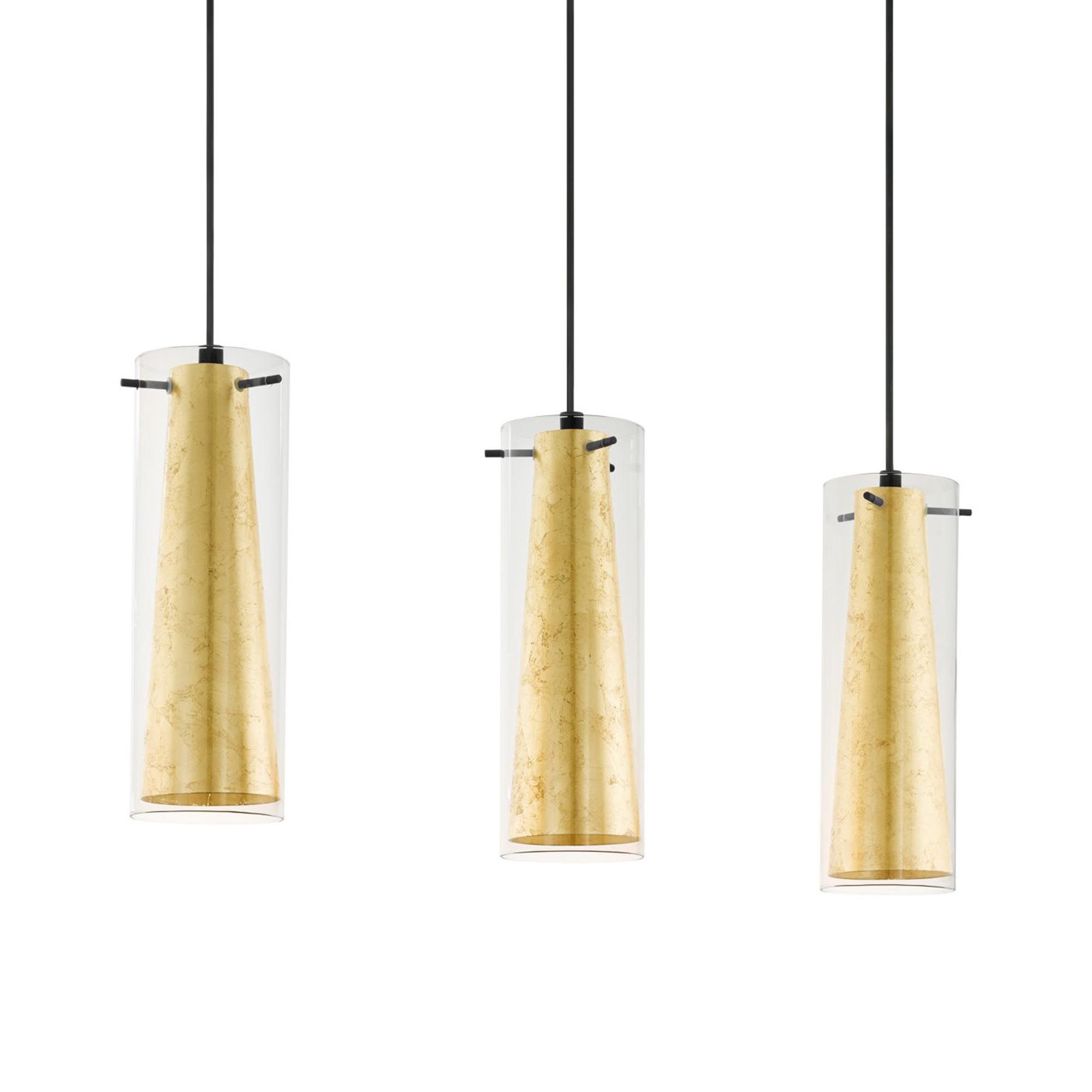 Suspension verre or PINTO GOLD E27 3X40W