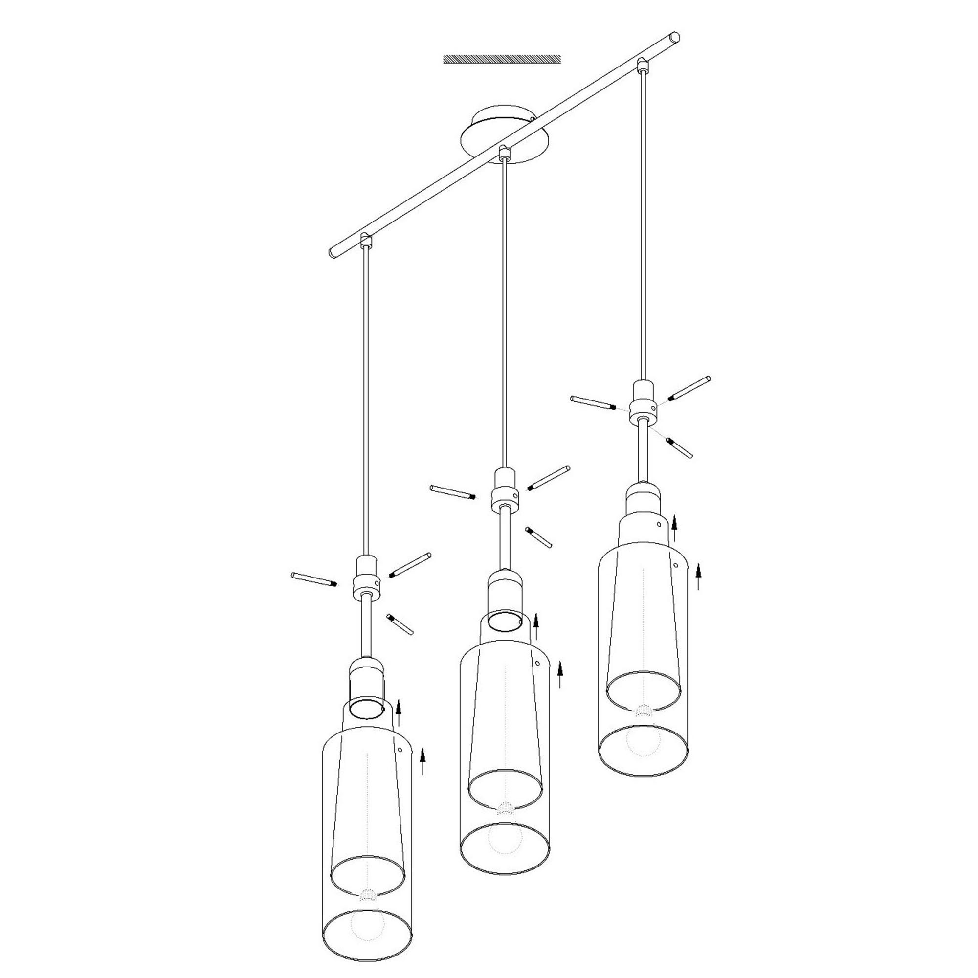 Suspension verre or PINTO GOLD E27 3X40W