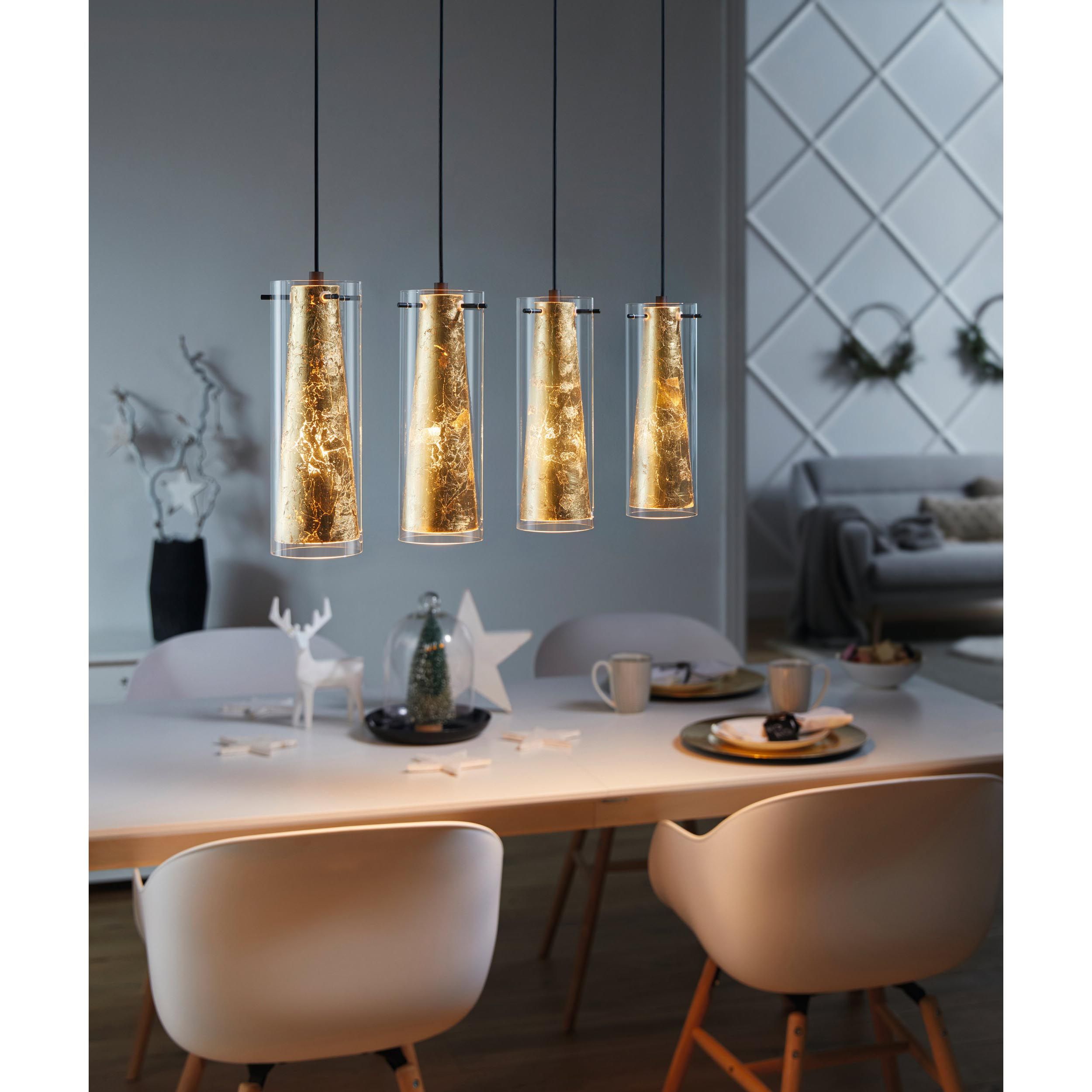 Suspension verre or PINTO GOLD E27 4X40W