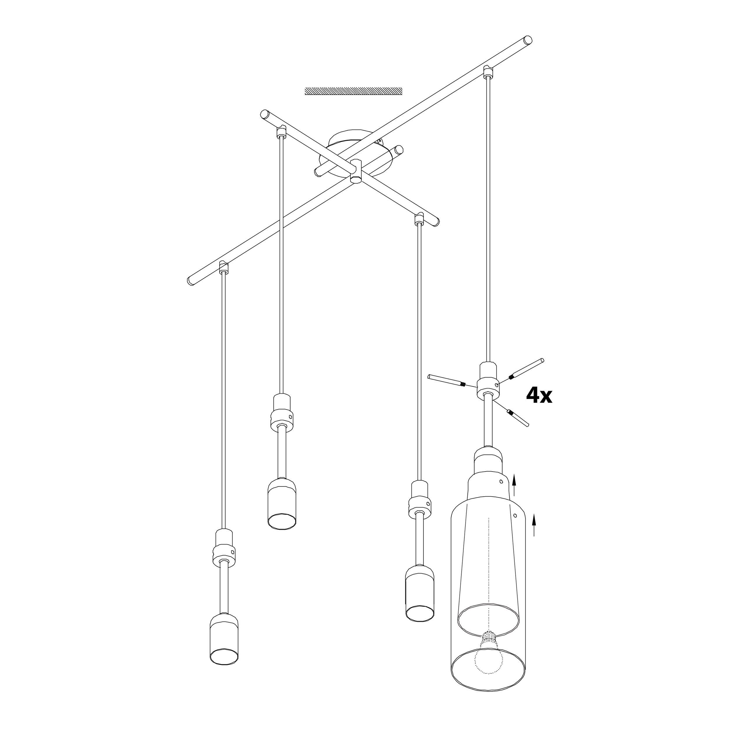 Suspension verre or PINTO GOLD E27 4X40W