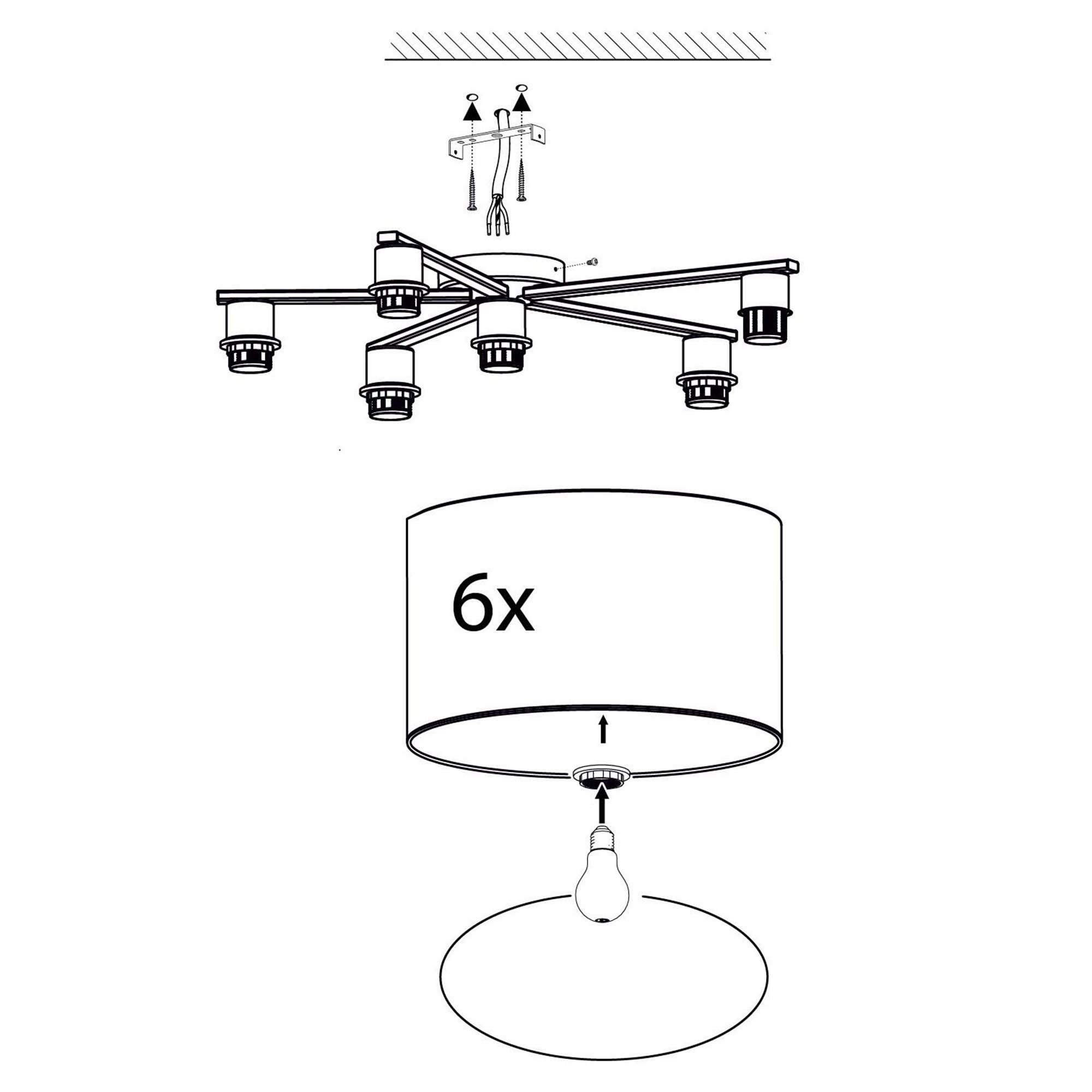 Plafonnier tissu multi PASTORE E27 6X40W