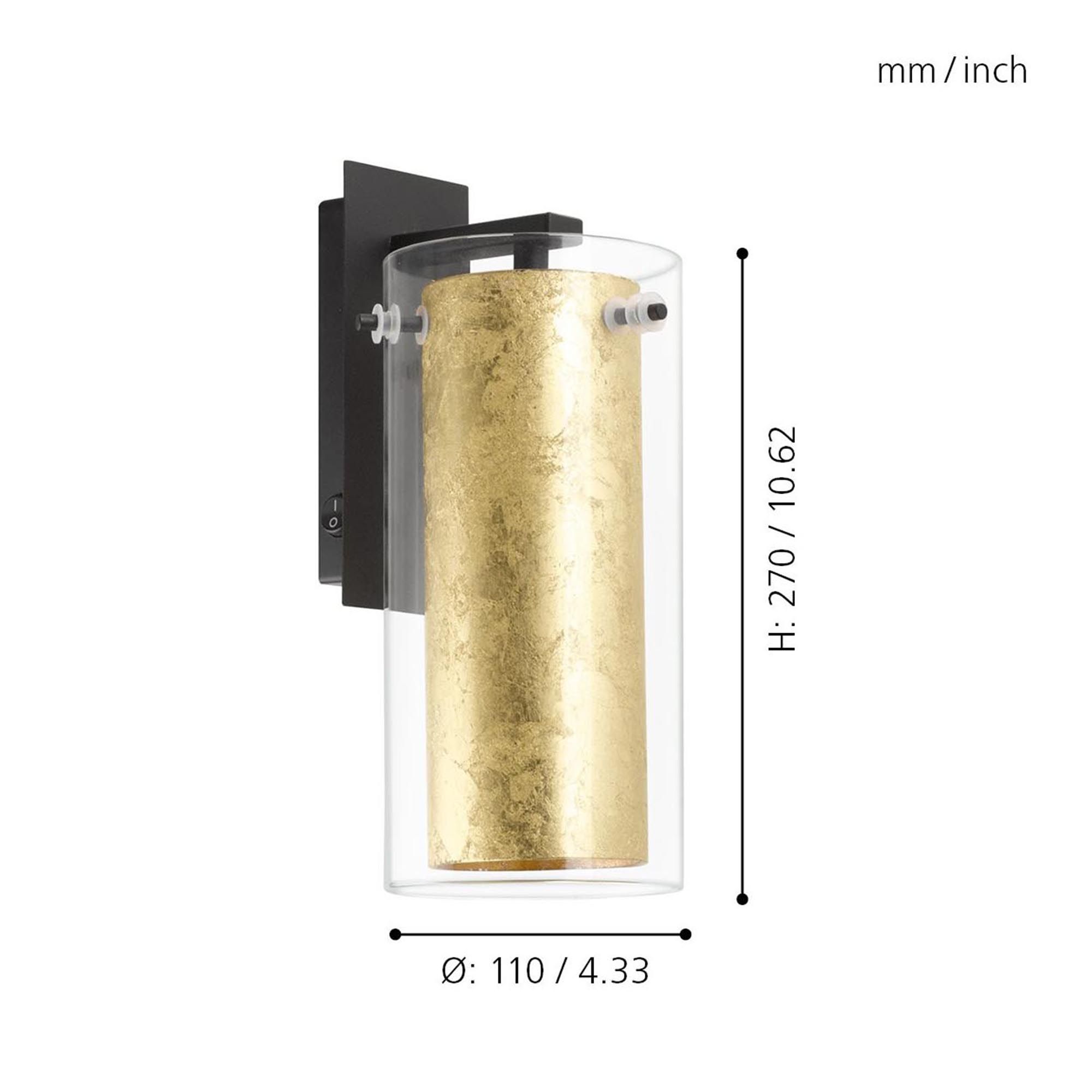 Applique murale verre or PINTO GOLD E27 1X40W