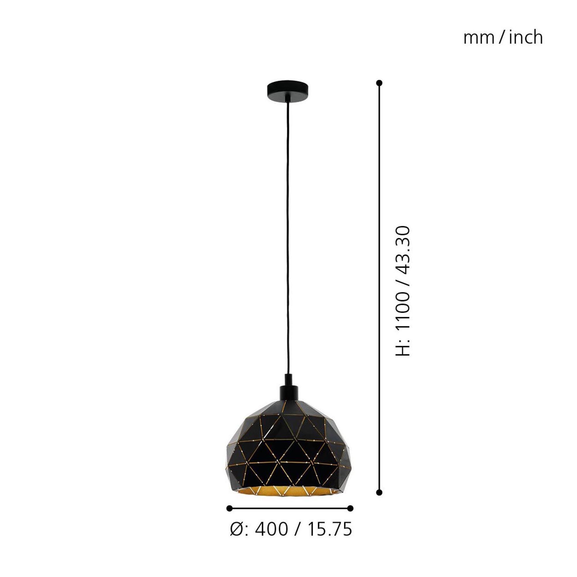 Suspension ROCCAFORTE noir Ø40cm