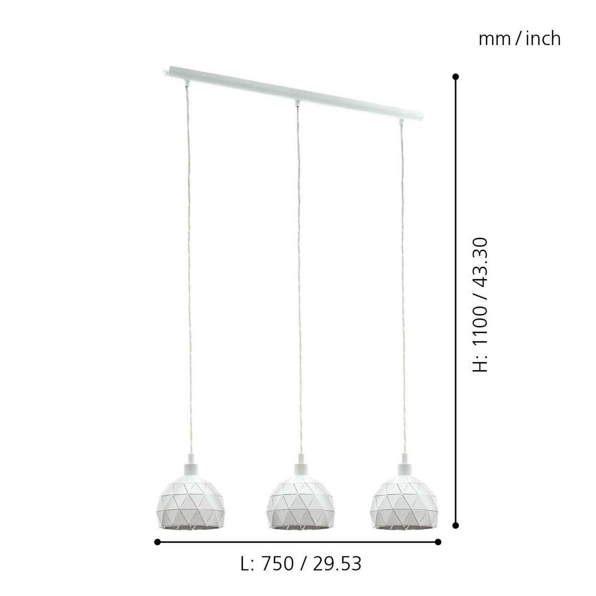 Suspension ROCCAFORTE blanc L75cm