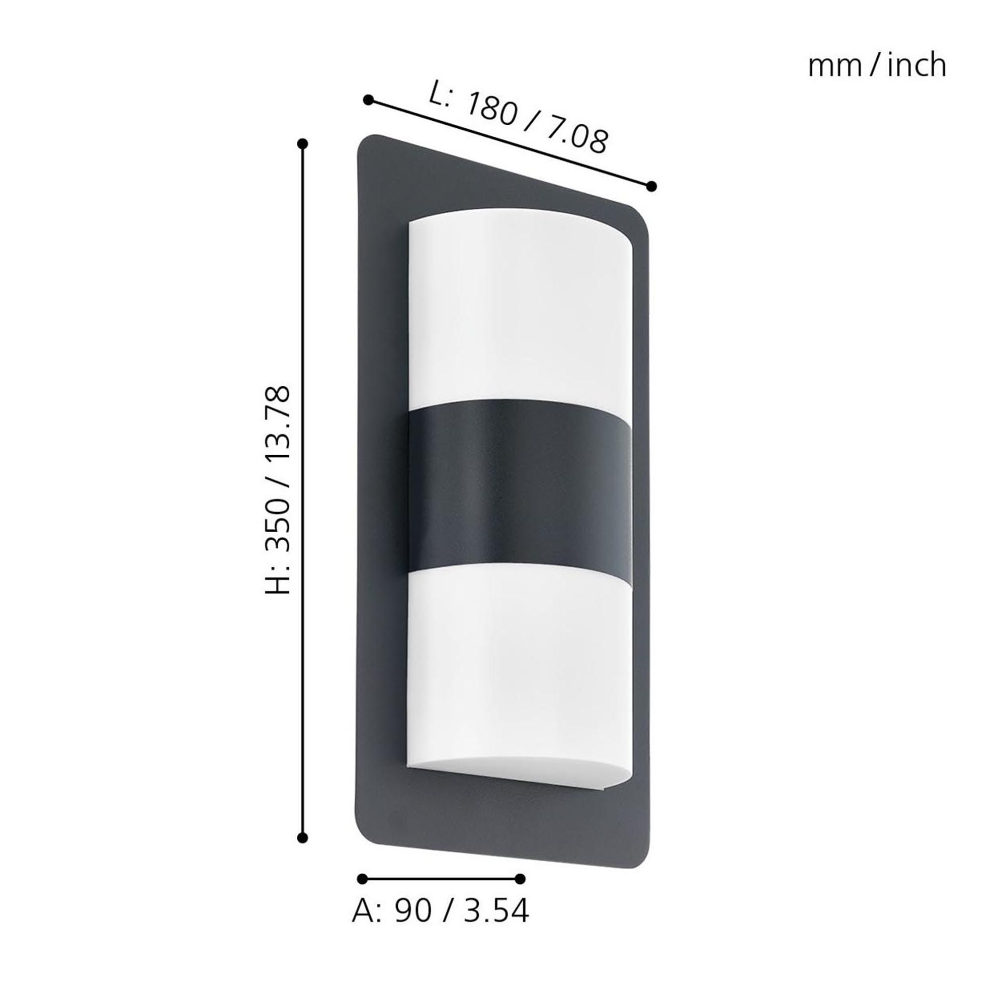 Applique extérieure CISTIERNA anthracite/blanc H35cm