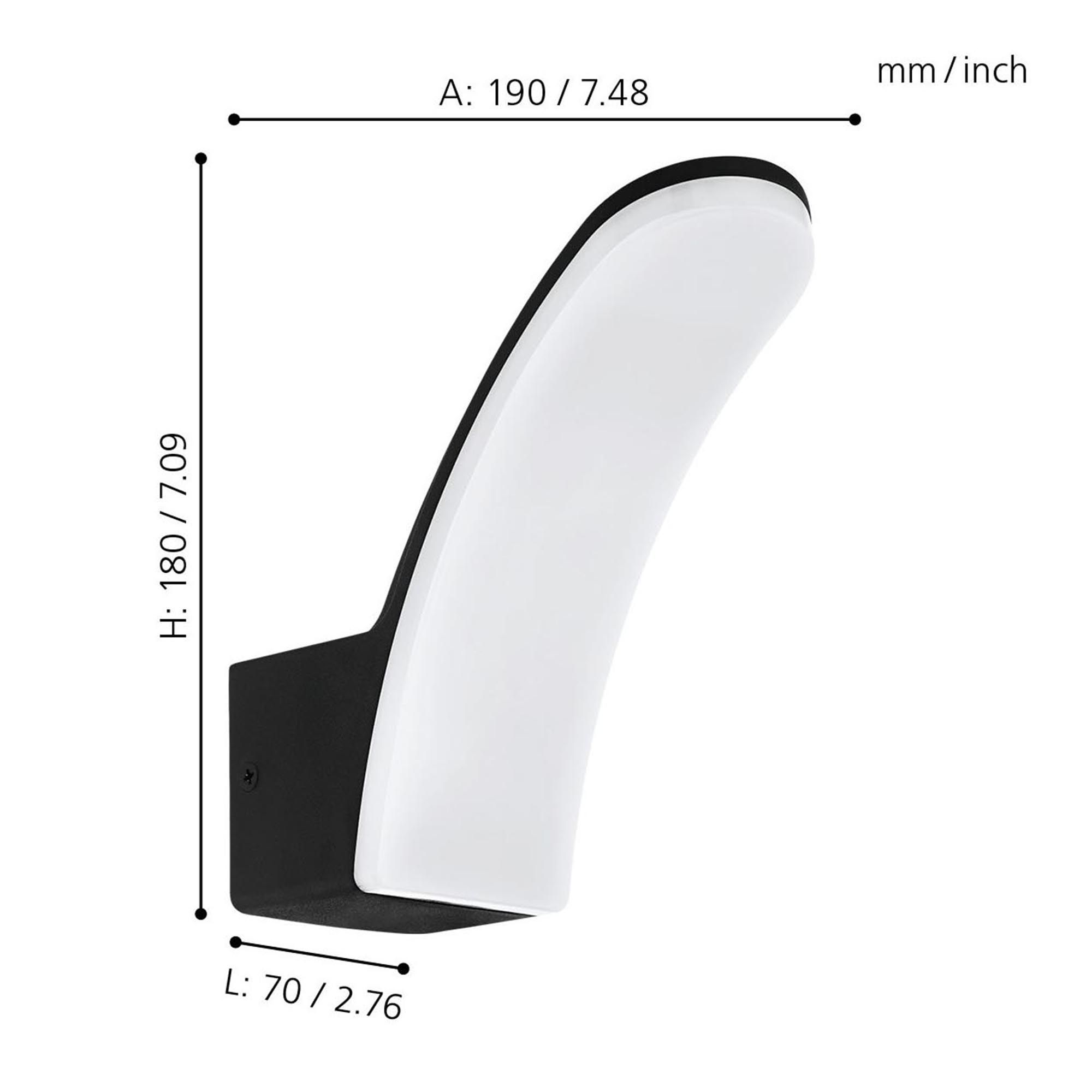 Applique extérieure LED FIUMICINO noir H18cm