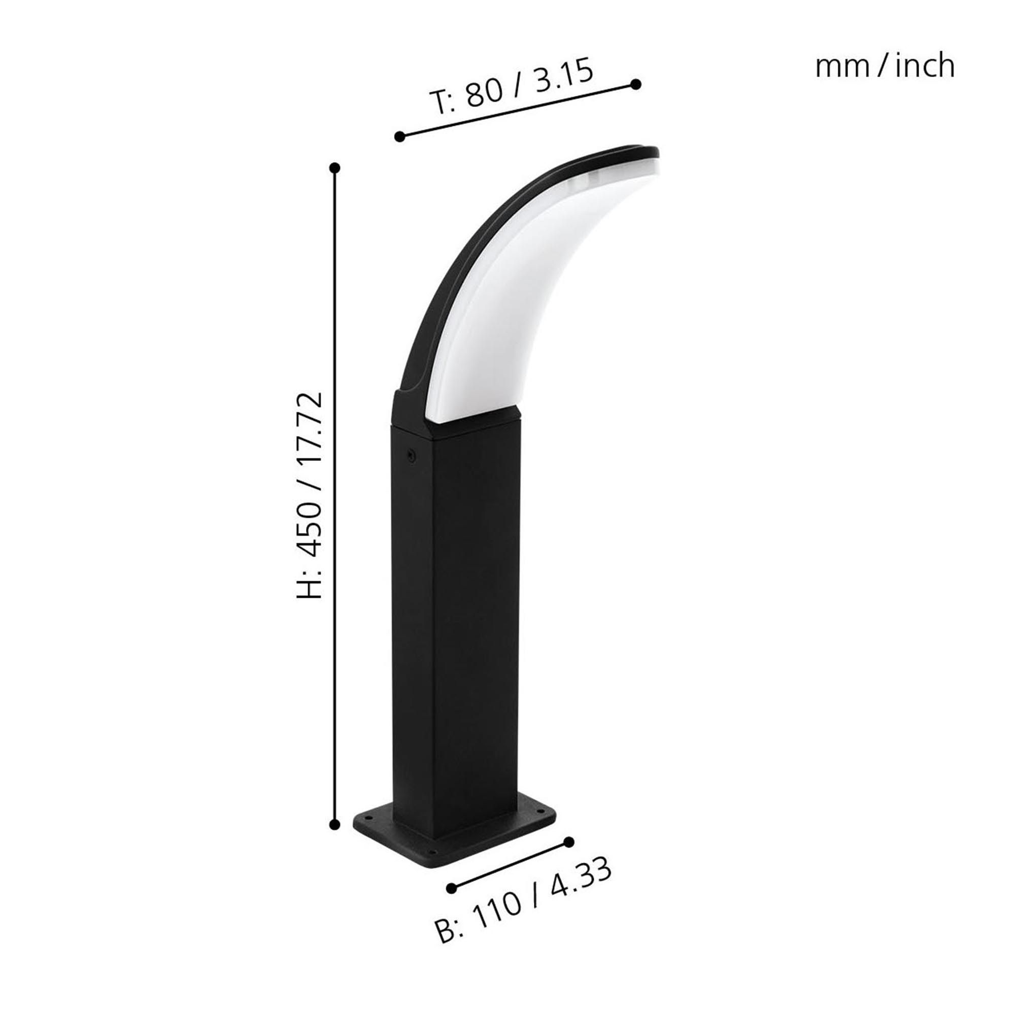 Borne extérieure LED FIUMICINO noir H90cm