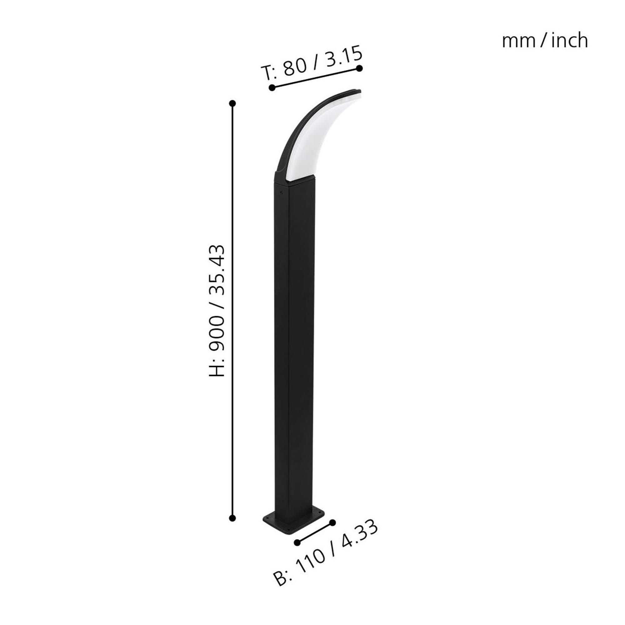 Potelet extérieur LED FIUMICINO noir H90cm