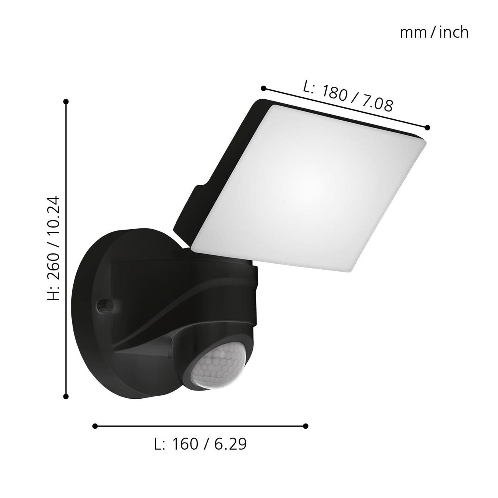 Applique extérieure LED PANIGO noir H26cm