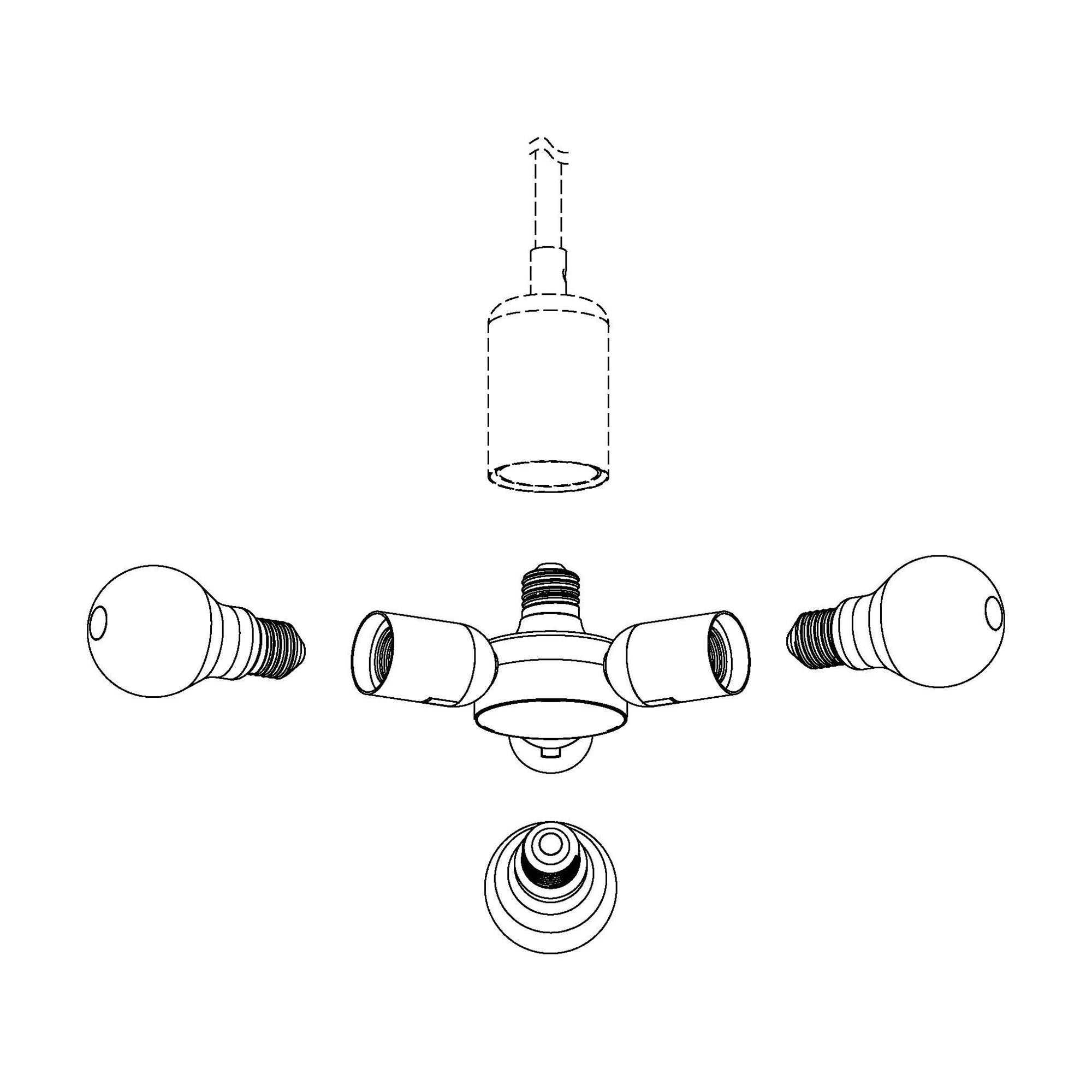 Pièces détachées plastique noir RUEDA E27 3X20W