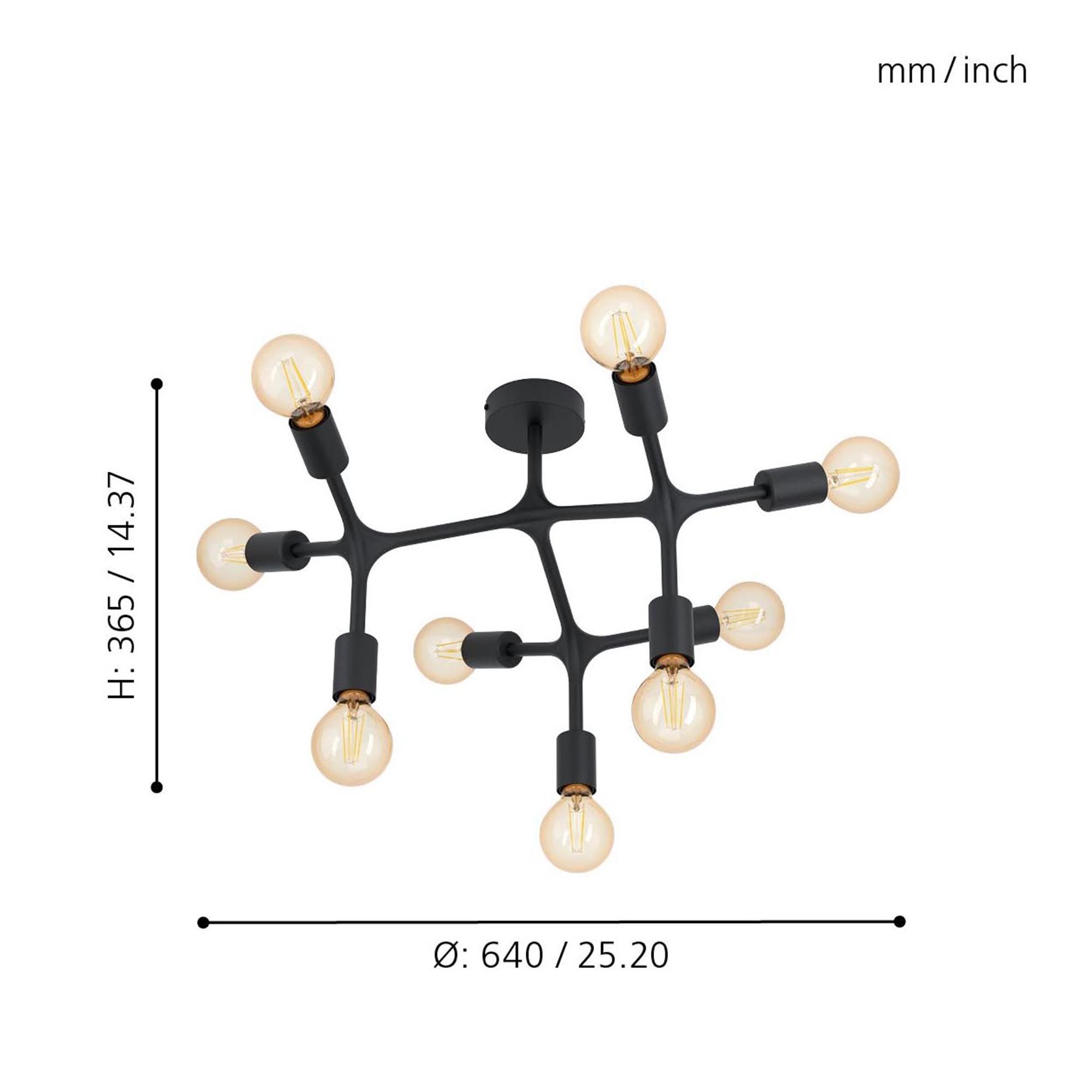 Plafonnier BOCADELLA 1 noir Ø64cm