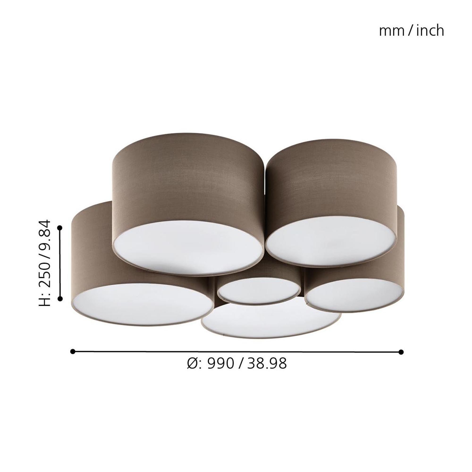Plafonnier tissu marron PASTORE 1 E27 6X40W