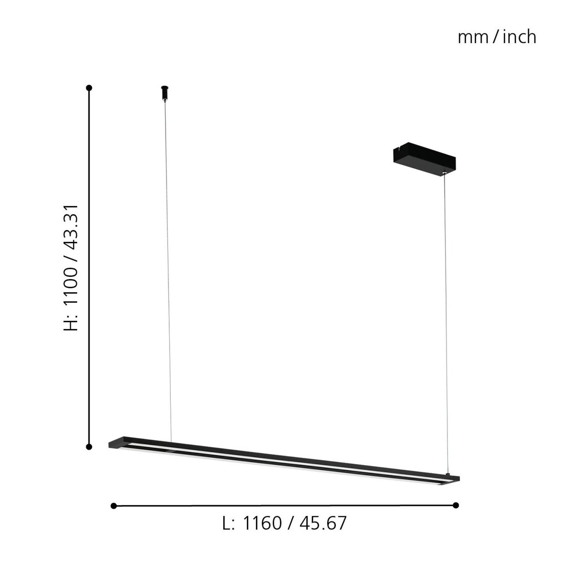 Suspension LED AMONTILLADO noir L116cm