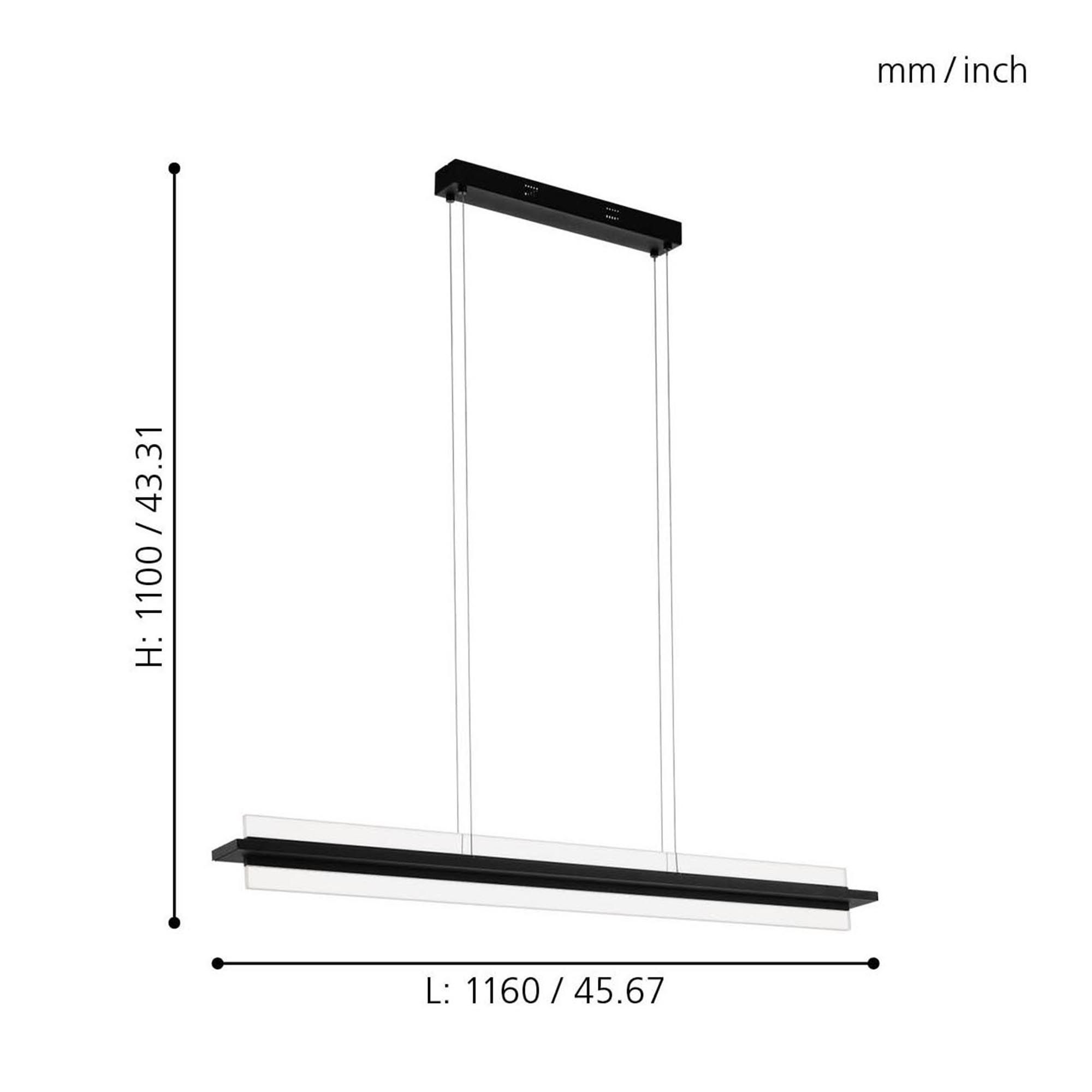 Suspension LED SPADAFORA noir L116cm