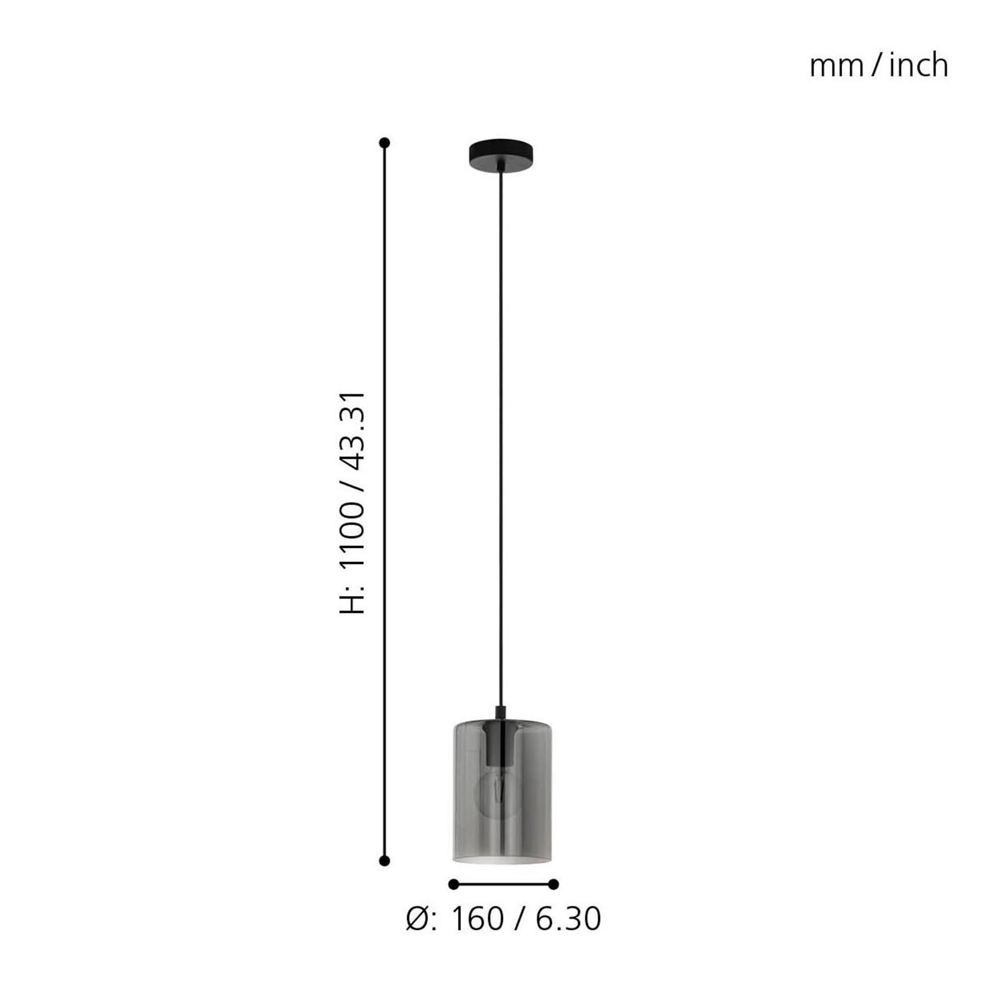 Suspension CADAQUES 1 verre fumé Ø16cm