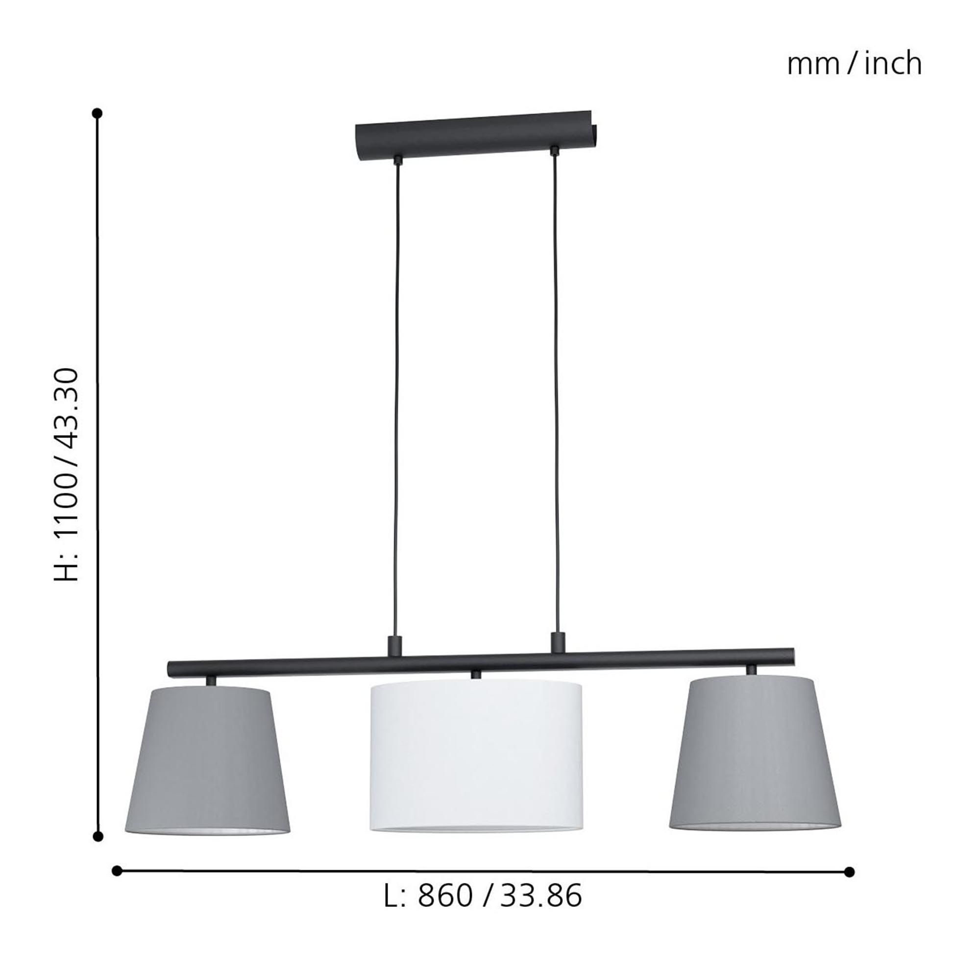 Suspension ALMEIDA 1 gris L86cm