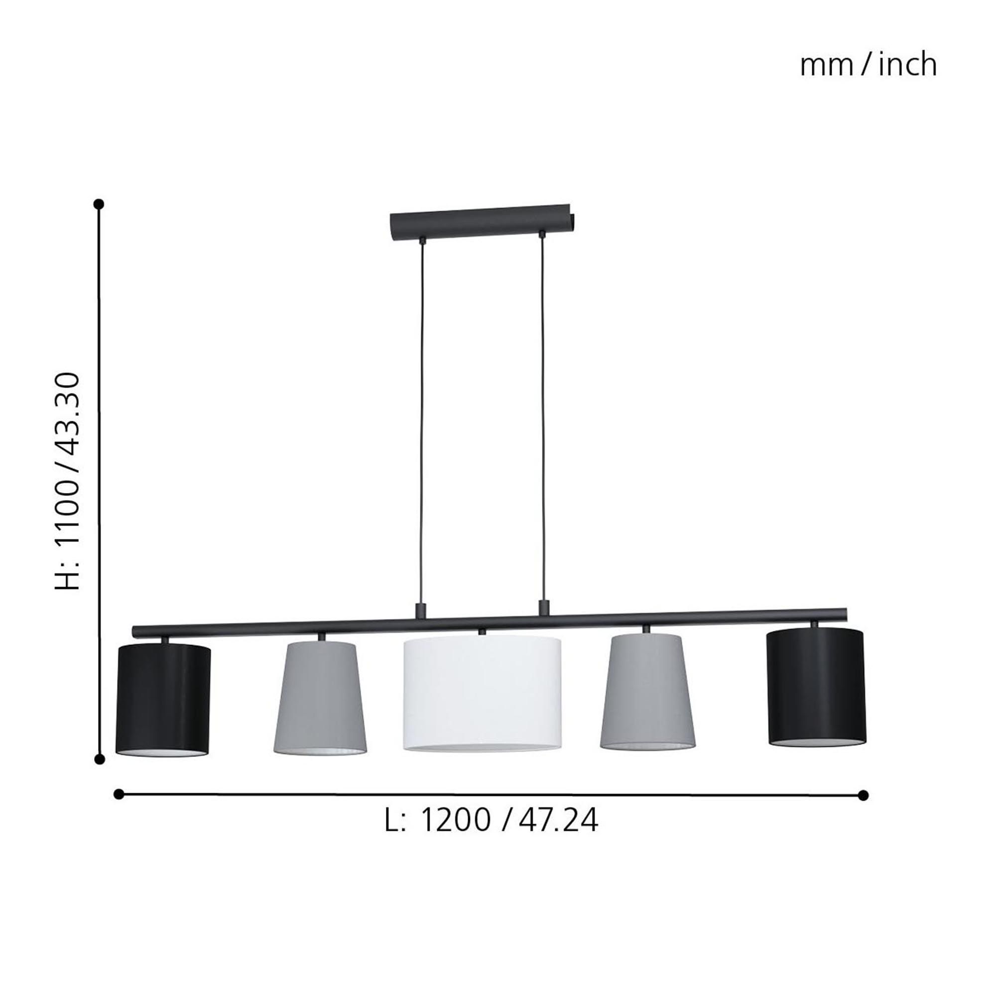 Suspension ALMEIDA 1 noir L120cm