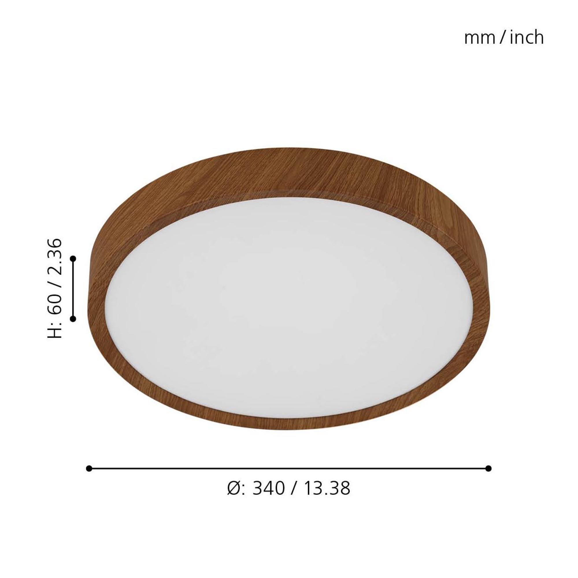 Plafonnier LED MUSURITA bois Ø34cm