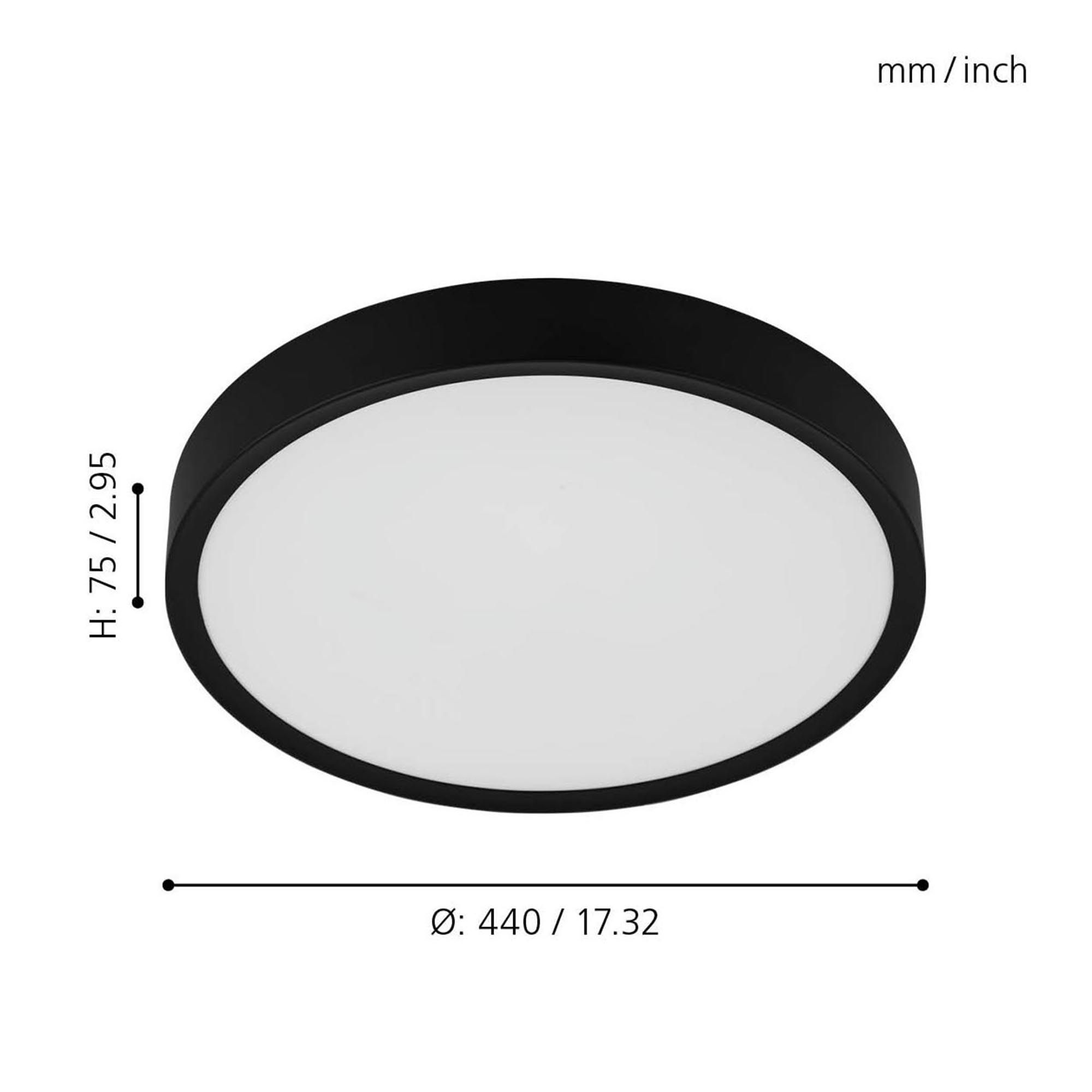 Plafonnier LED MUSURITA noir Ø44cm
