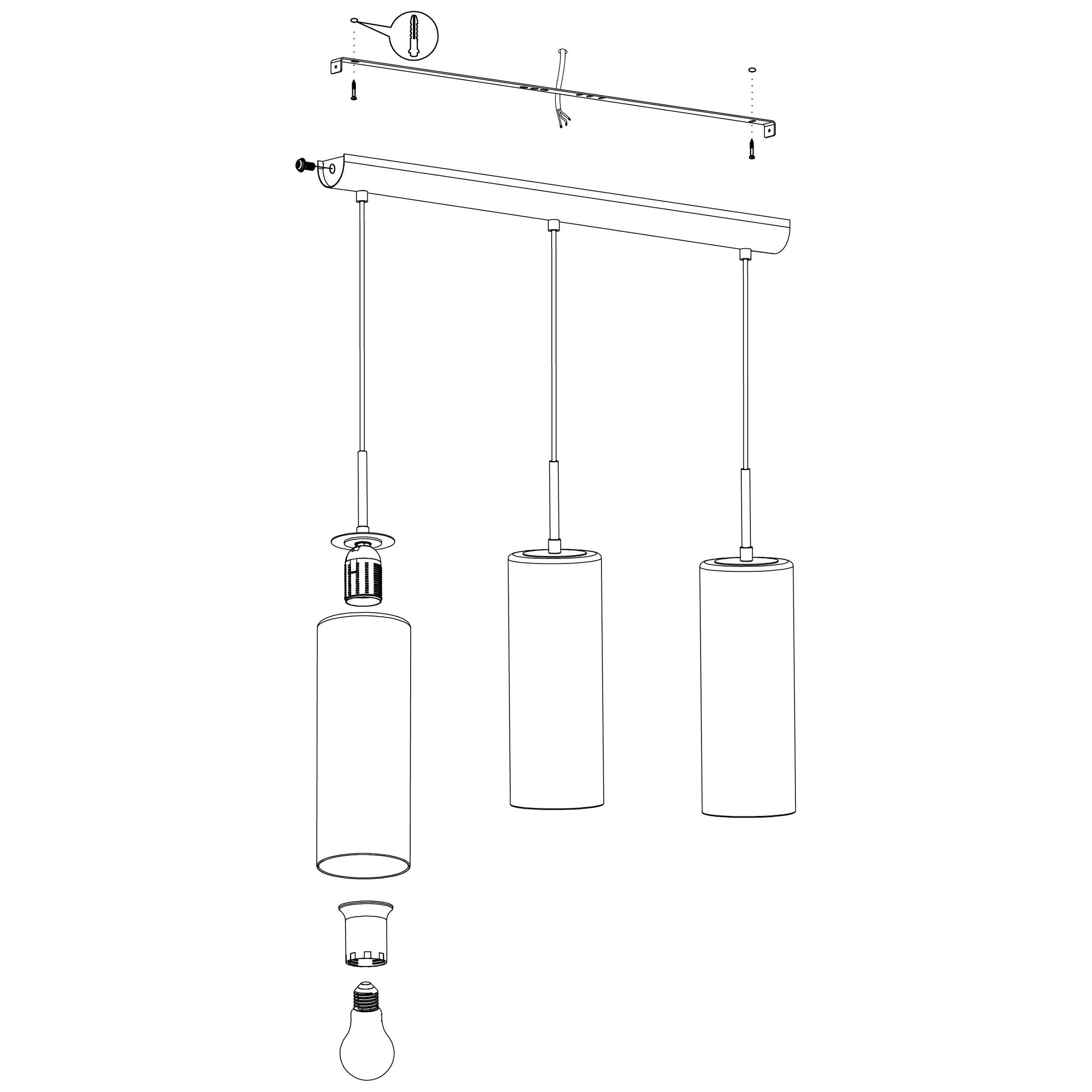 Suspension SELVINO gris L71cm