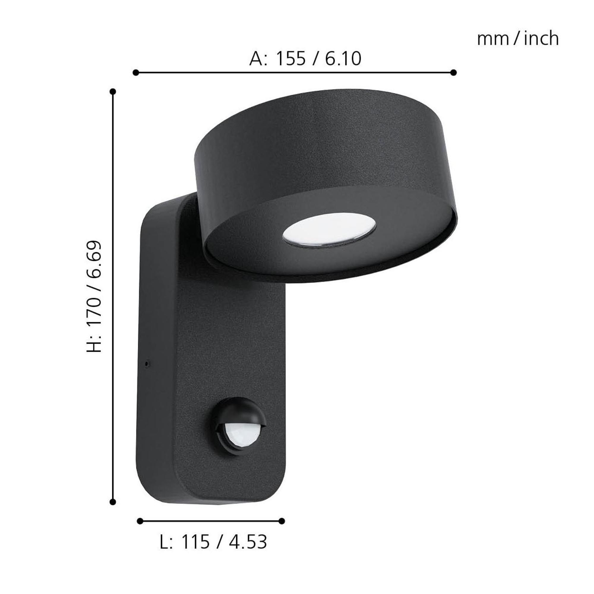 Applique extérieure LED PALOSCO noir L11,5cm