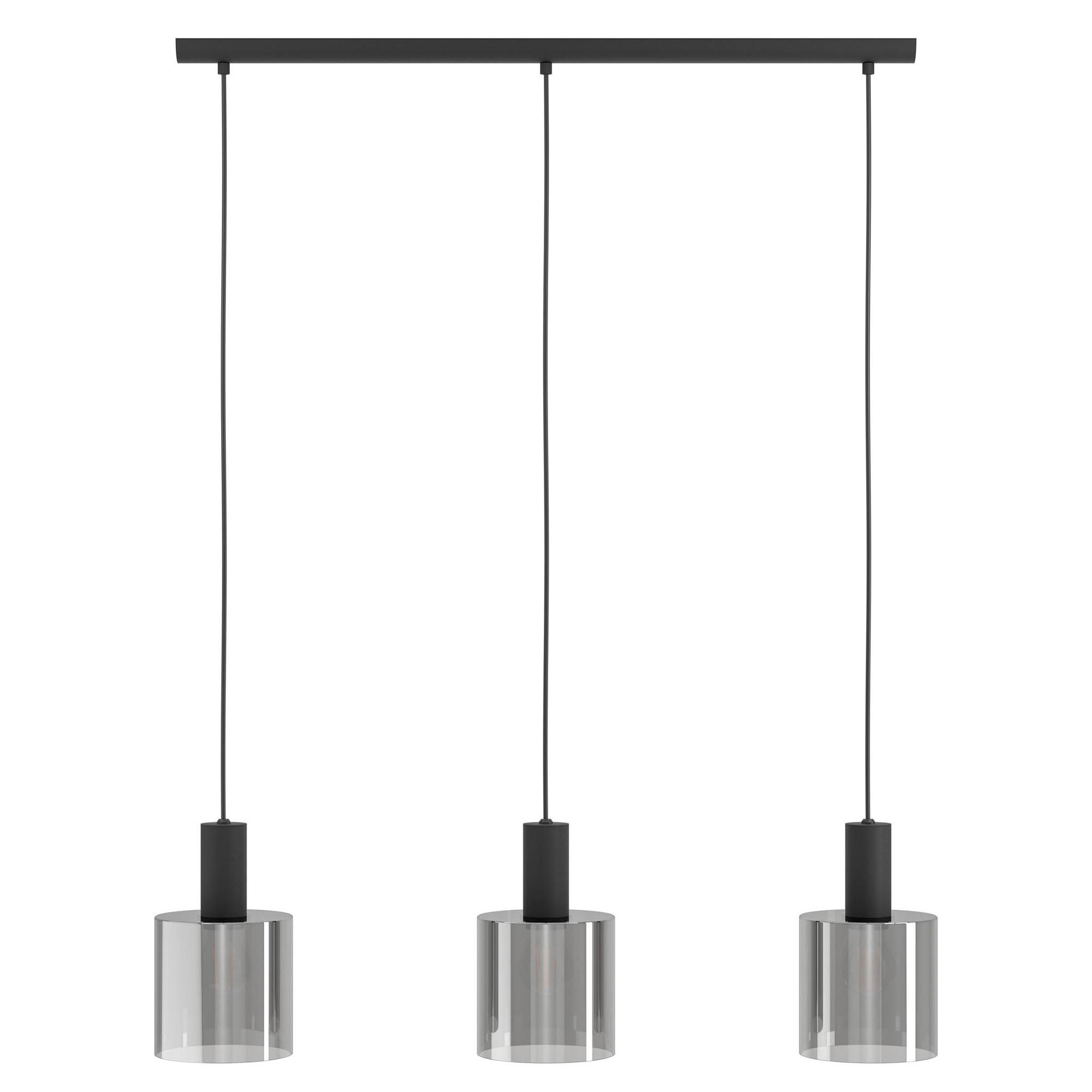 Suspension GOROBISA noir/verre fumé L85cm