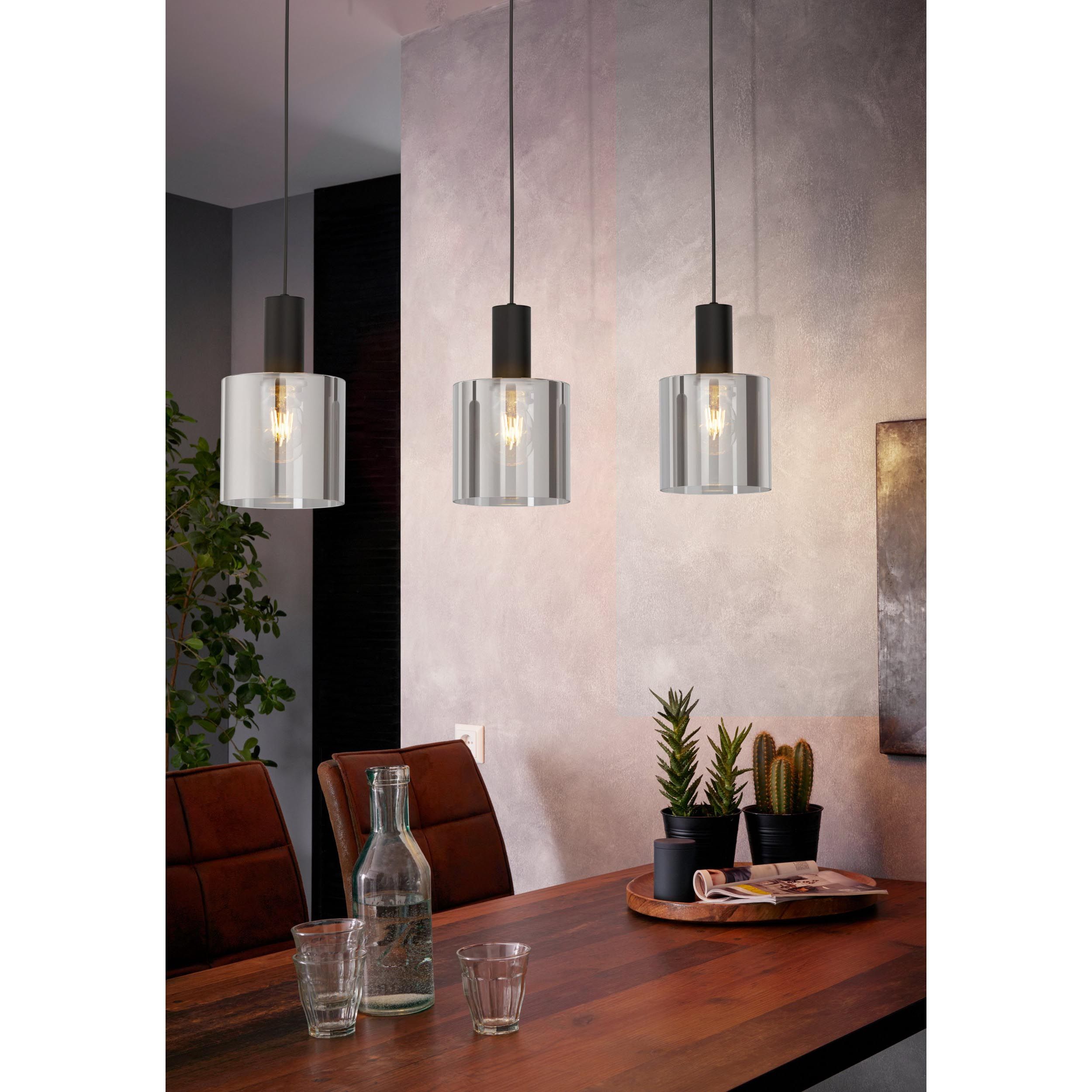 Suspension GOROBISA noir/verre fumé L85cm