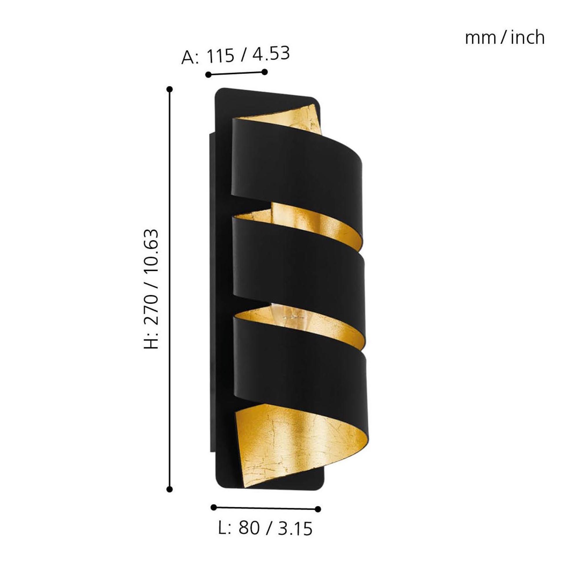 Applique ELIZONDO noir Ø24,5cm