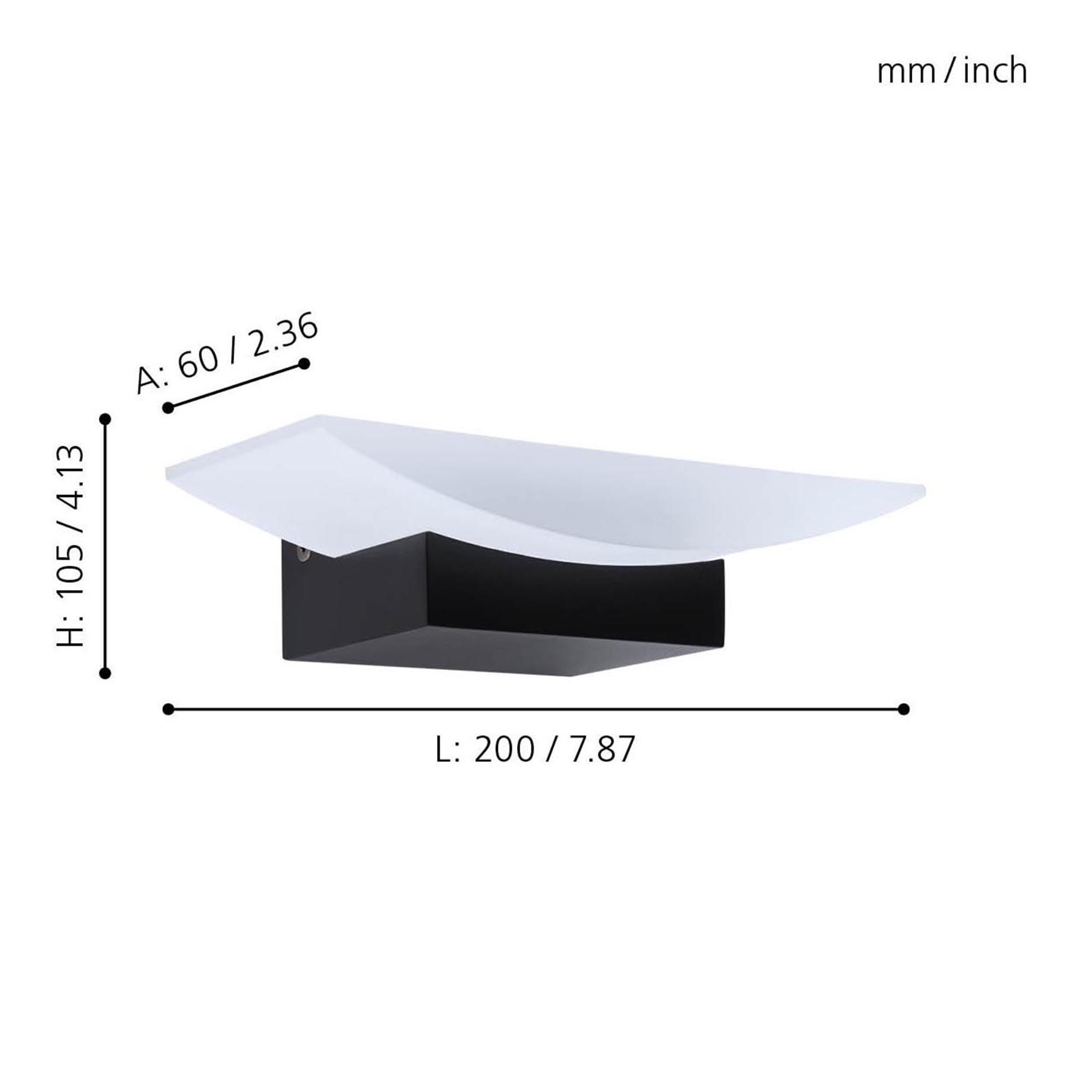 Applique LED METRASS noir H10,5cm