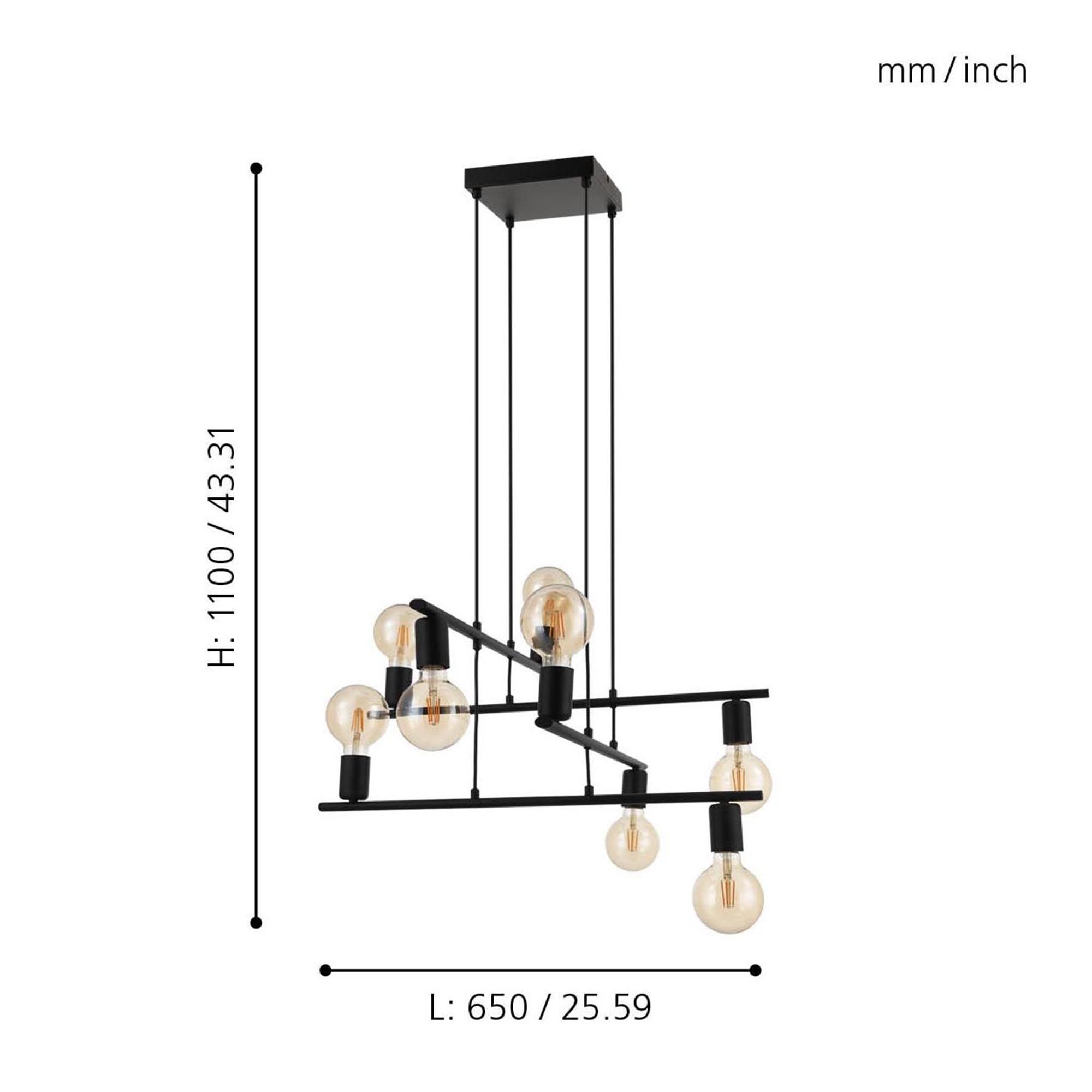 Suspension MEZZANA noir L65cm