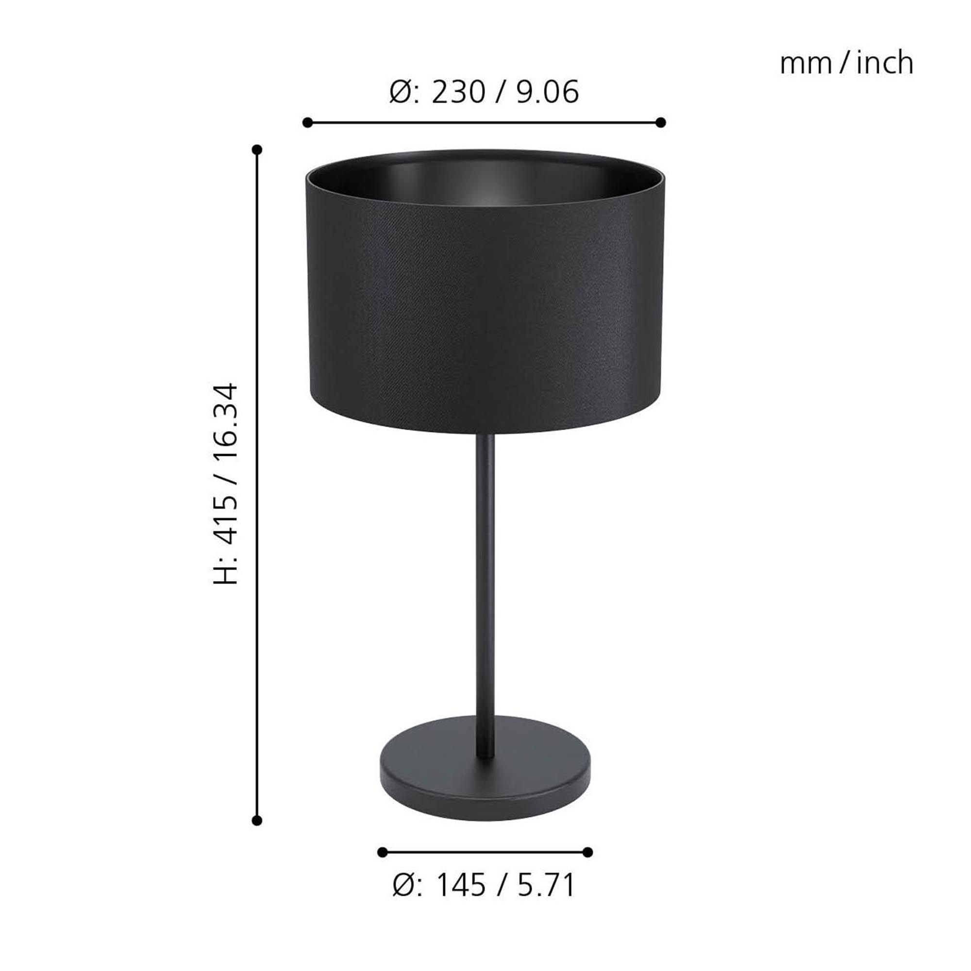 Lampe à poser MASERLO 1 noir Ø23cm