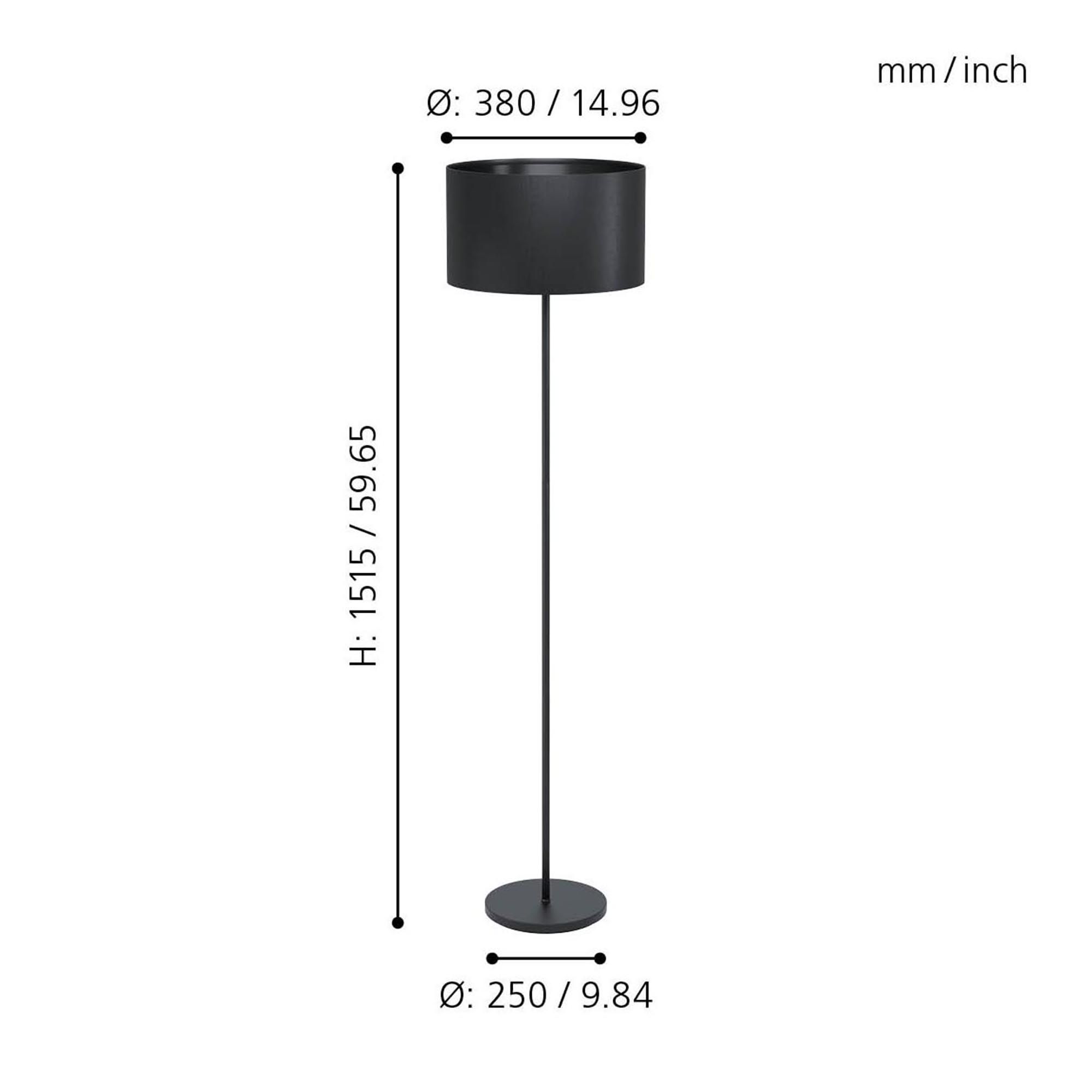 Lampadaire MASERLO 1 noir Ø38cm
