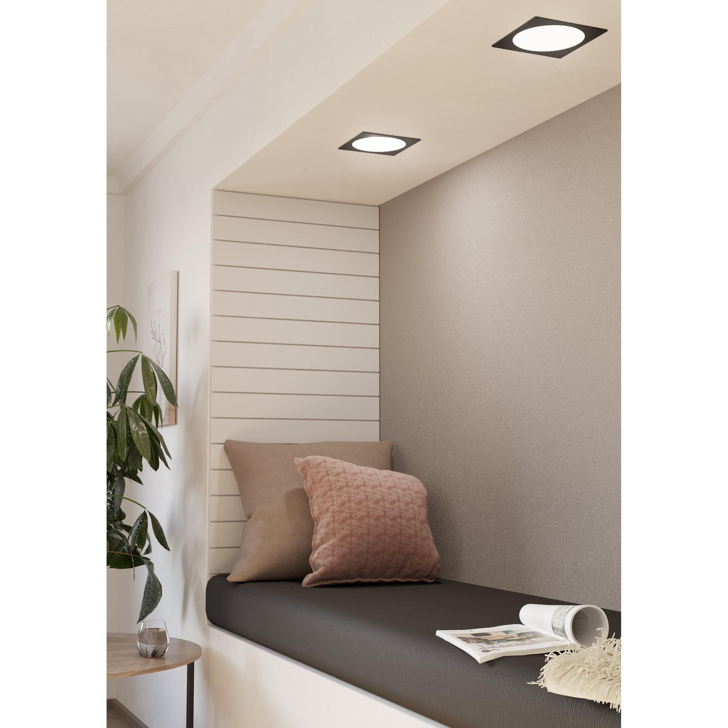 Spot à encastrer LED FUEVA 5 noir 16,6x16,6cm