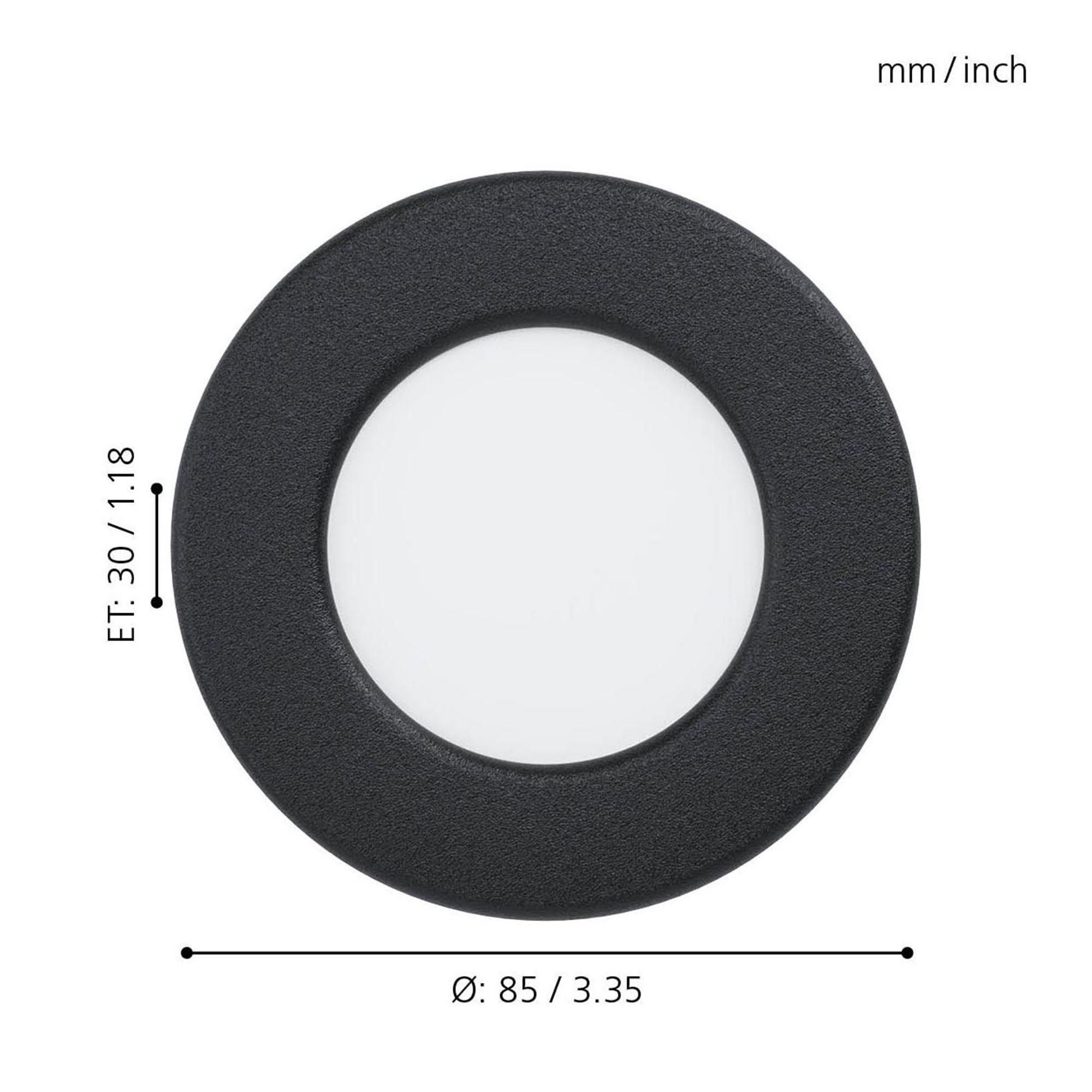 Spot à encastrer LED FUEVA 5 noir Ø8,6cm